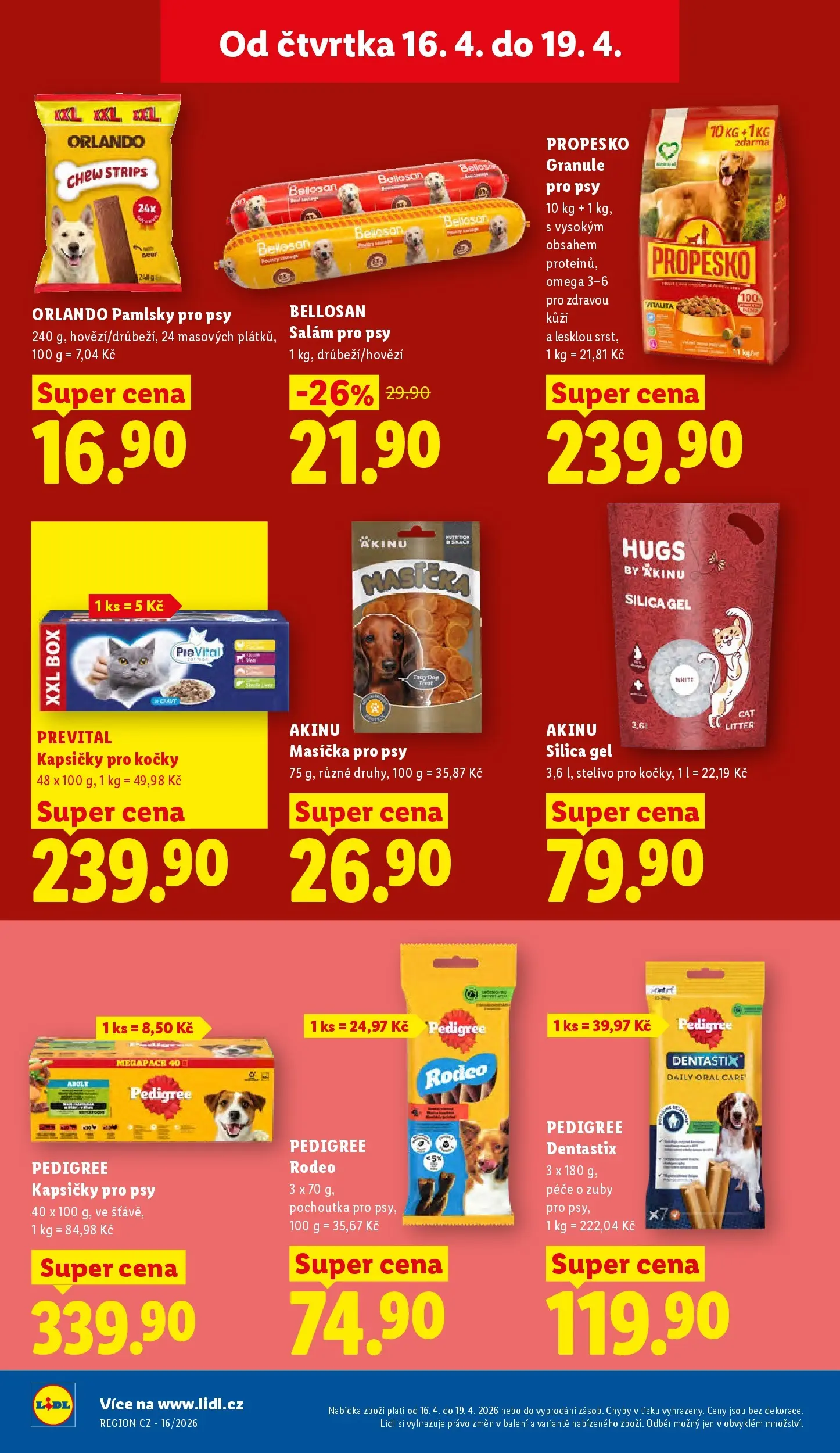 Lidl leták od 15.04.2026 - Nový akční leták | Strana: 28 | Produkty: Stelivo pro kočky, Propesko, Pedigree kapsičky, Propesko granule