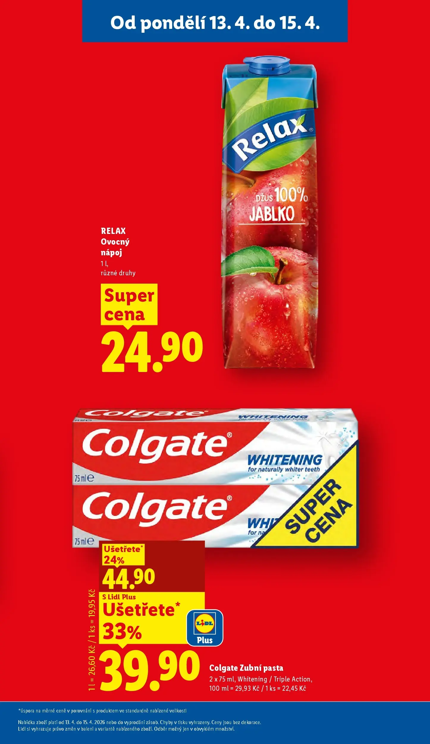 Lidl leták od 12.04.2026 - Nový akční leták | Strana: 5 | Produkty: Zubní pasta, Džus