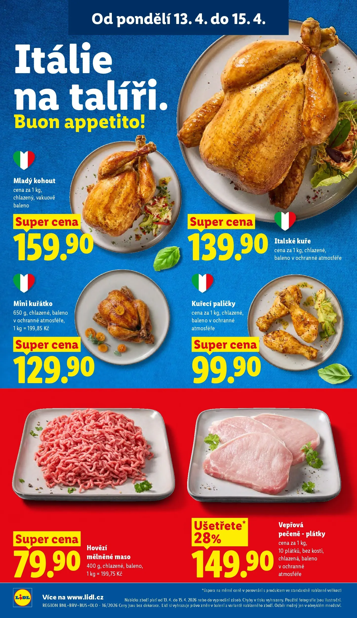Lidl leták od 12.04.2026 - Nový akční leták | Strana: 10 | Produkty: Vepřová pečeně, Maso, Kuře, Kuřecí paličky
