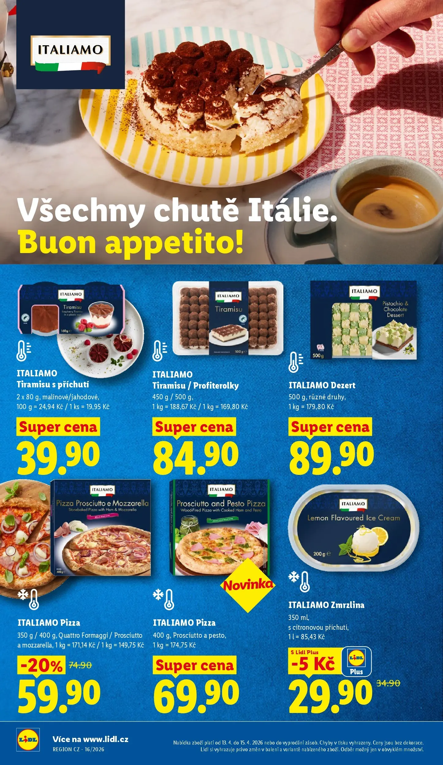 Lidl leták od 12.04.2026 - Nový akční leták | Strana: 12 | Produkty: Pizza, Zmrzlina, Pesto, Mozzarella