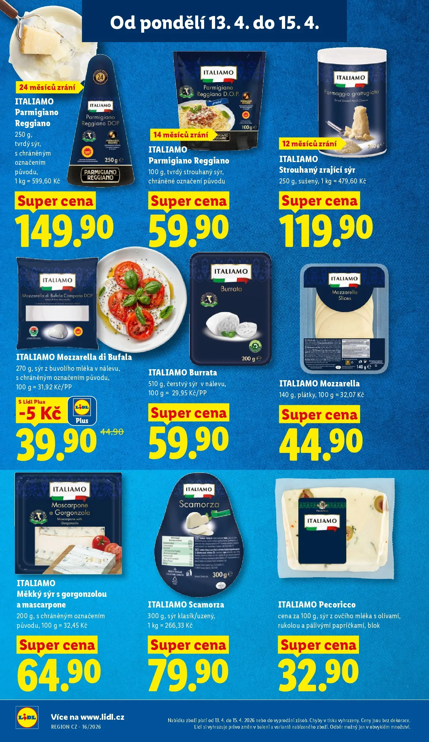 Lidl leták od 12.04.2026 - Nový akční leták | Strana: 14 | Produkty: Burrata, Blok, Gorgonzola, Čerstvý sýr