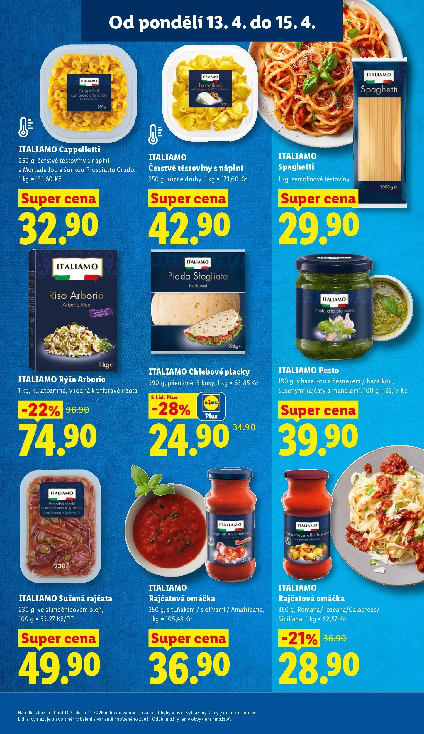 Lidl leták od 12.04.2026 - Nový akční leták | Strana: 15 | Produkty: Čerstvé těstoviny, Rýže arborio, Těstoviny, Pesto