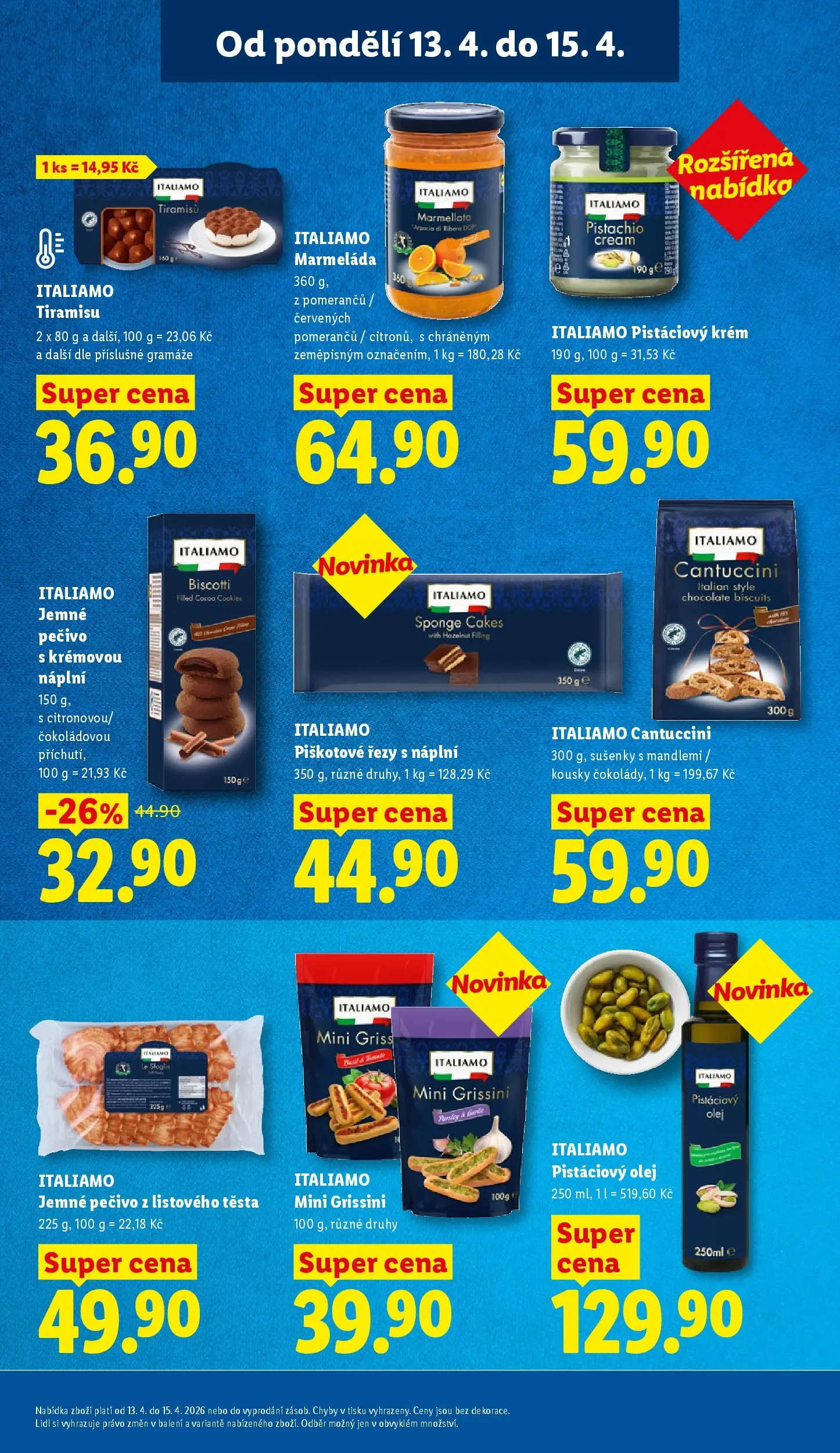 Lidl leták od 12.04.2026 - Nový akční leták | Strana: 19 | Produkty: Tiramisu, Cookies, Cantuccini, Pečivo