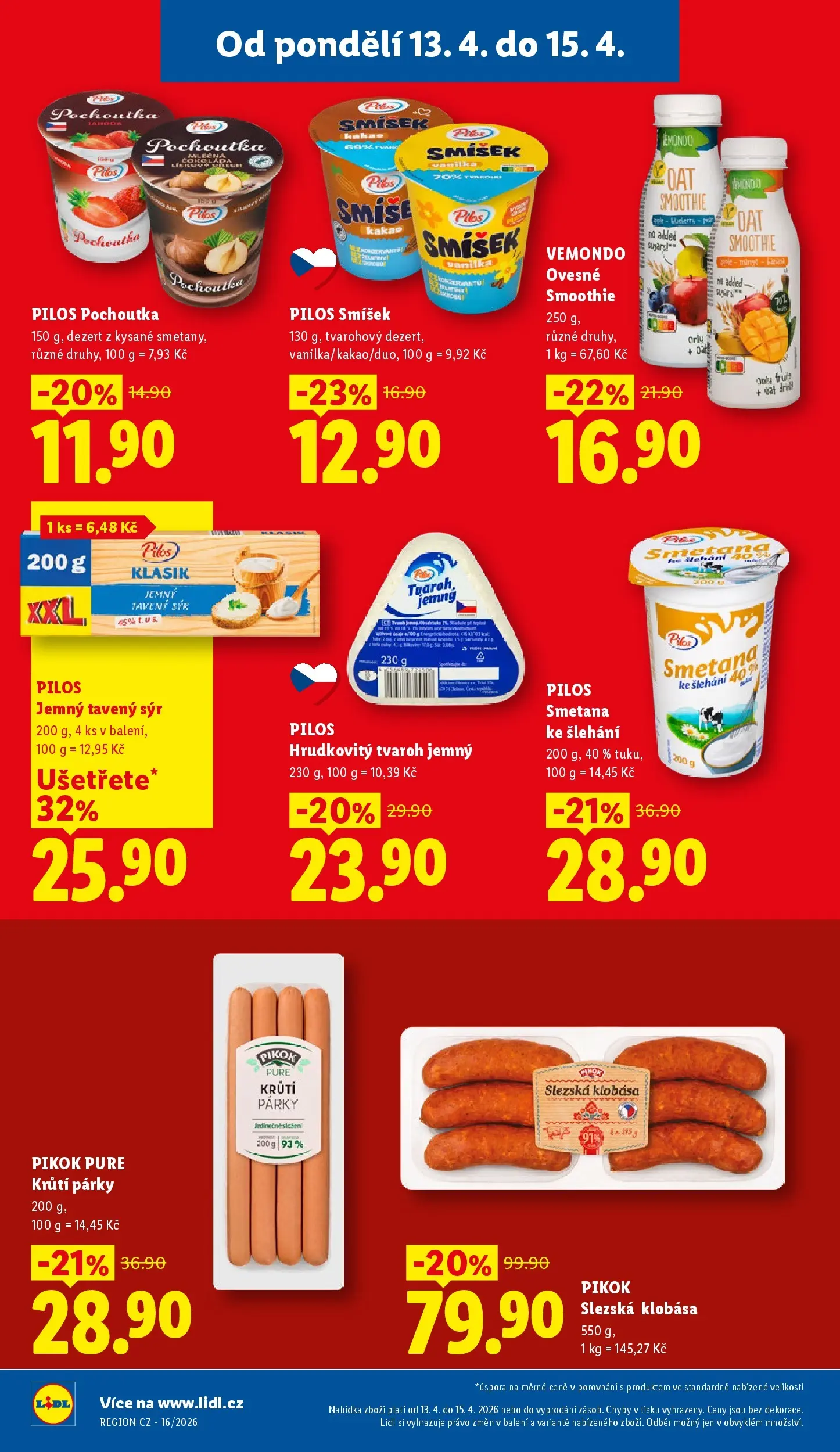 Lidl leták od 12.04.2026 - Nový akční leták | Strana: 24 | Produkty: Tavený sýr, Smetana, Tvaroh, Smetana ke šlehání
