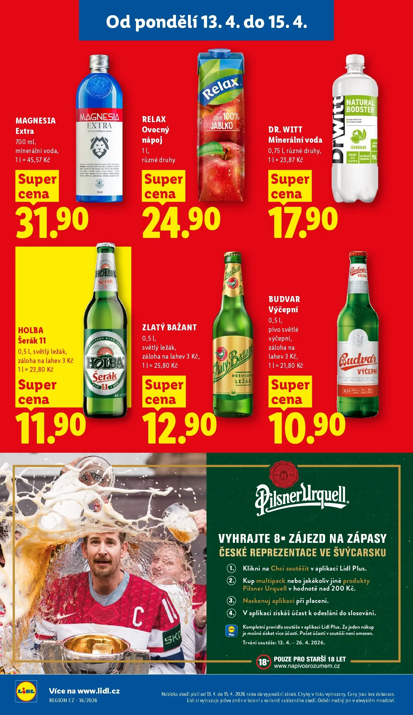 Lidl leták od 12.04.2026 - Nový akční leták | Strana: 30 | Produkty: Holba šerák, Zlatý Bažant, Pilsner Urquell, Láhev