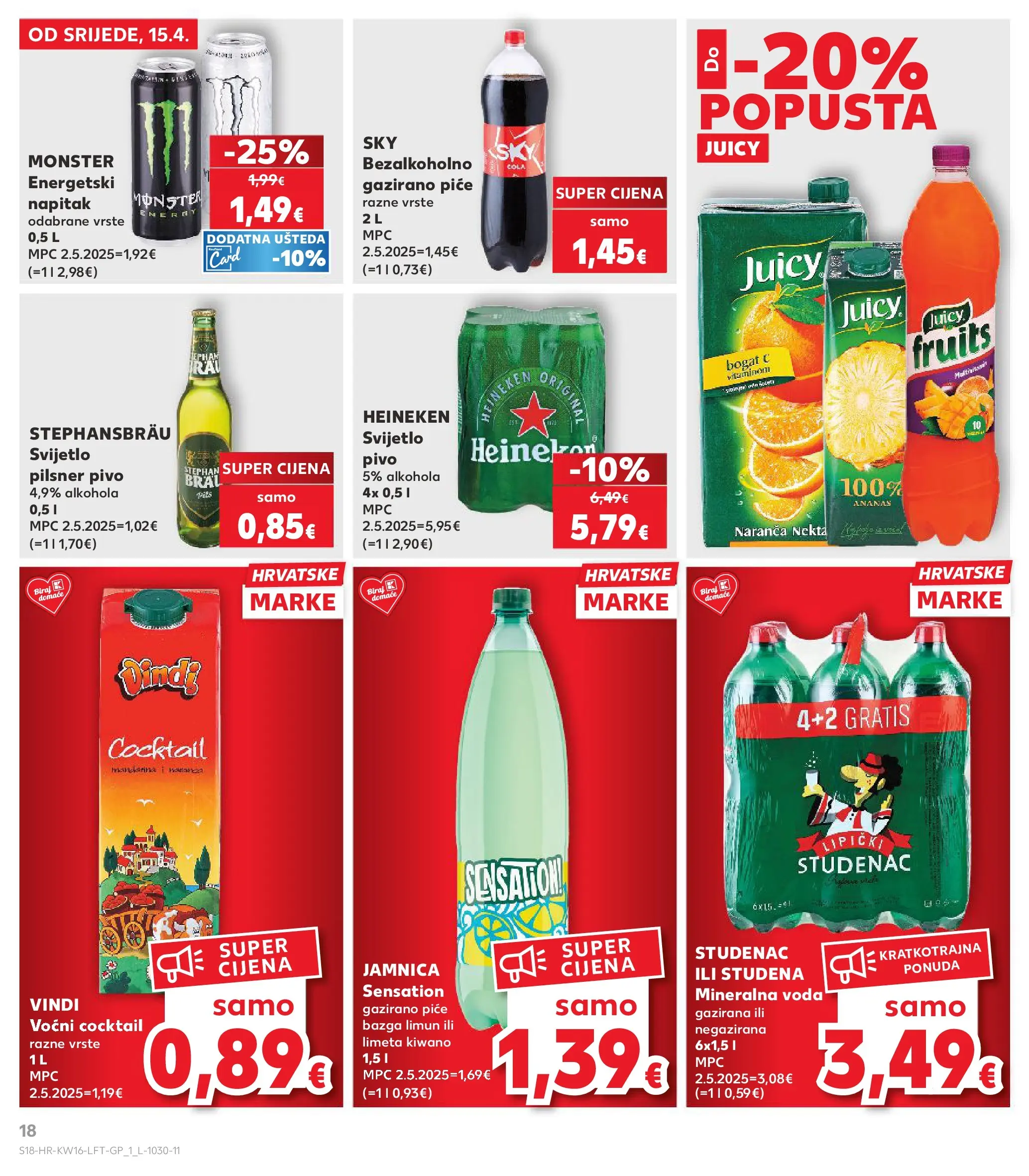 Kaufland - Kaufland katalog do 21.04.2026 novi od 14.04.2026 na listanje > letak digitalni | Stranica: 18 | Proizvodi: Mineralna voda, Pivo, Voda, Limeta