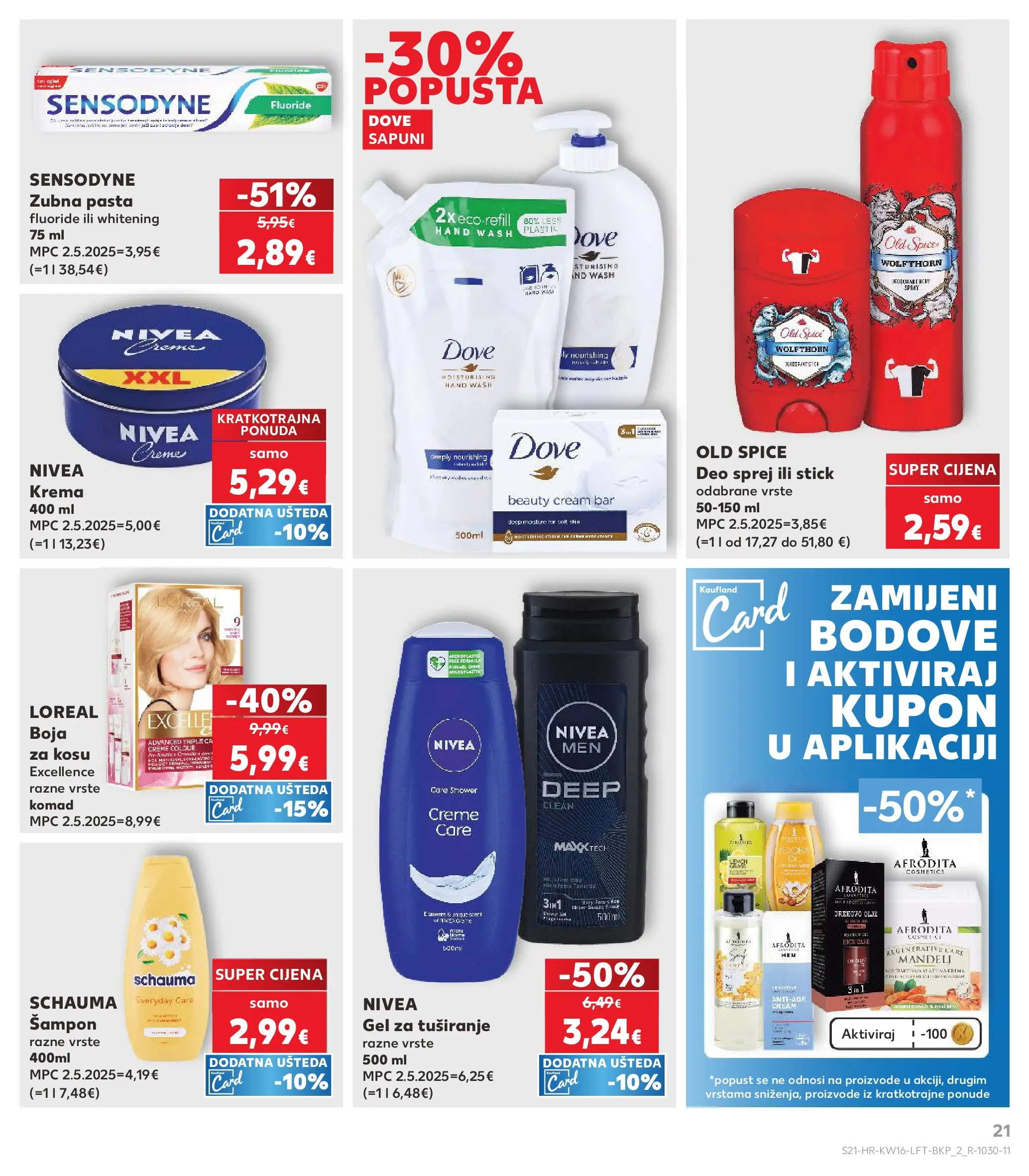Kaufland - Kaufland katalog do 21.04.2026 novi od 14.04.2026 na listanje > letak digitalni | Stranica: 21 | Proizvodi: Šampon, Pasta, Sensodyne, Dove