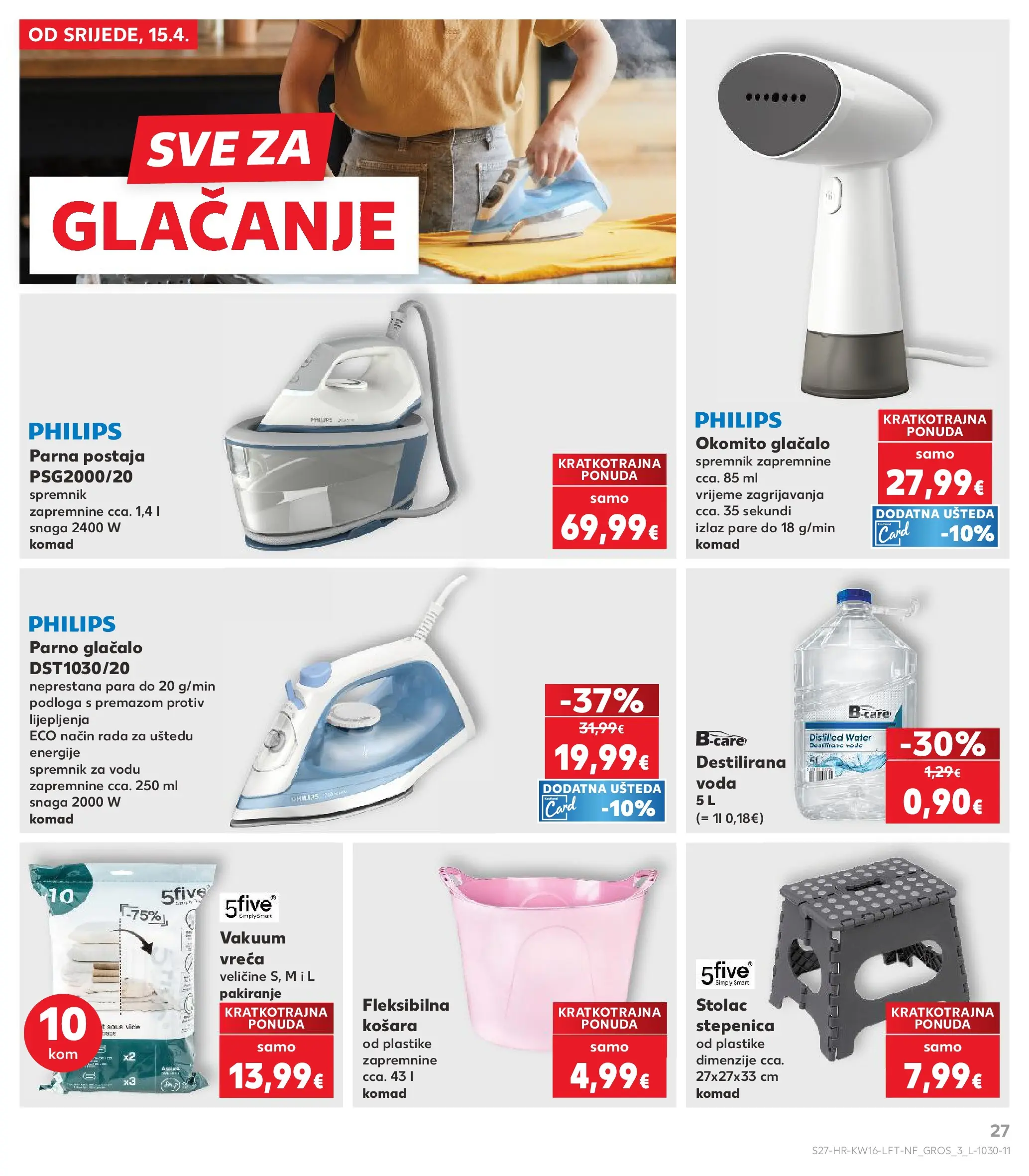 Kaufland - Kaufland katalog do 21.04.2026 novi od 14.04.2026 na listanje > letak digitalni | Stranica: 27 | Proizvodi: Parna postaja, Košara, Destilirana voda, Voda