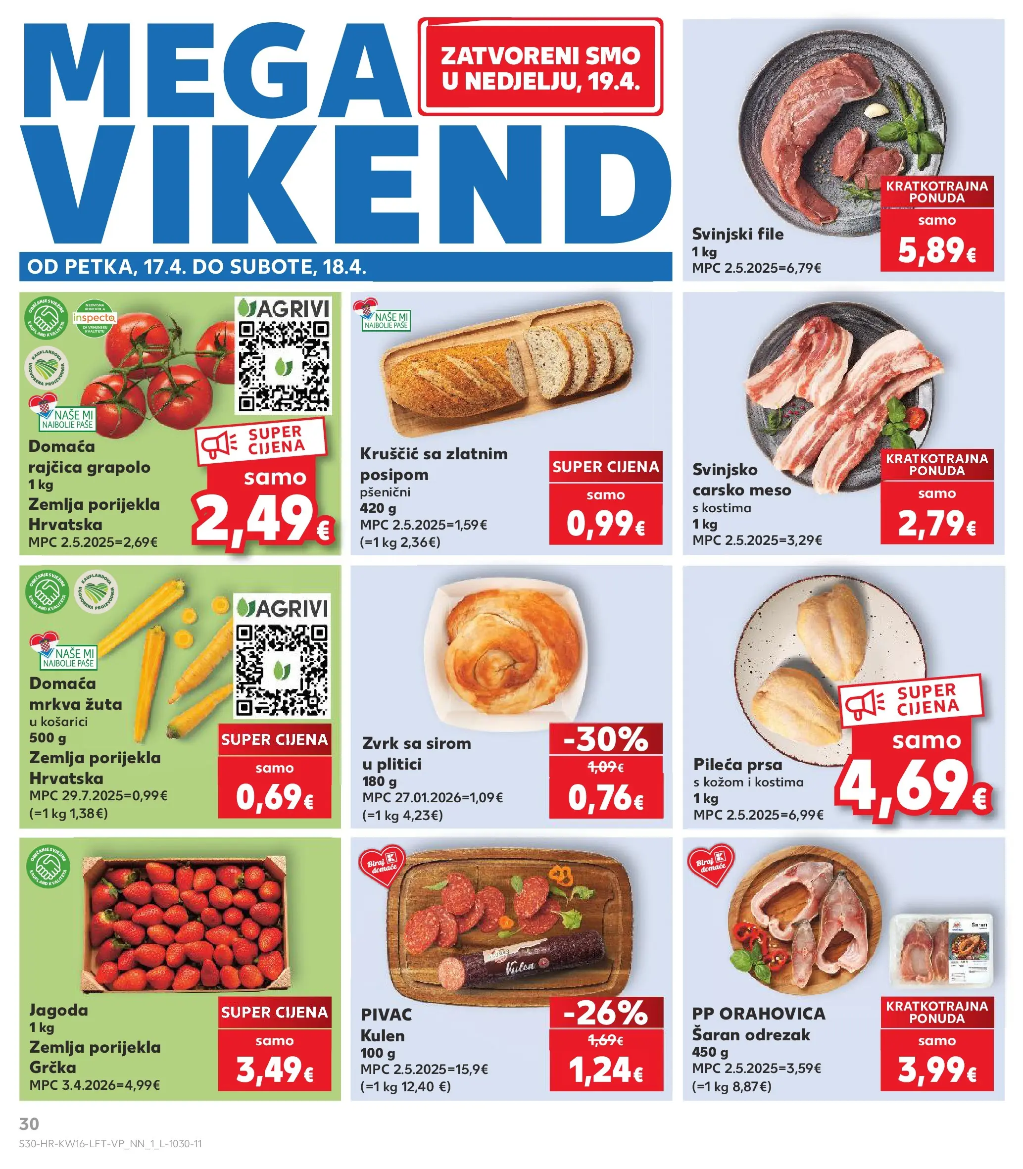 Kaufland - Kaufland katalog do 21.04.2026 novi od 14.04.2026 na listanje > letak digitalni | Stranica: 30 | Proizvodi: Šaran, Mrkva, Kulen, Rajčica