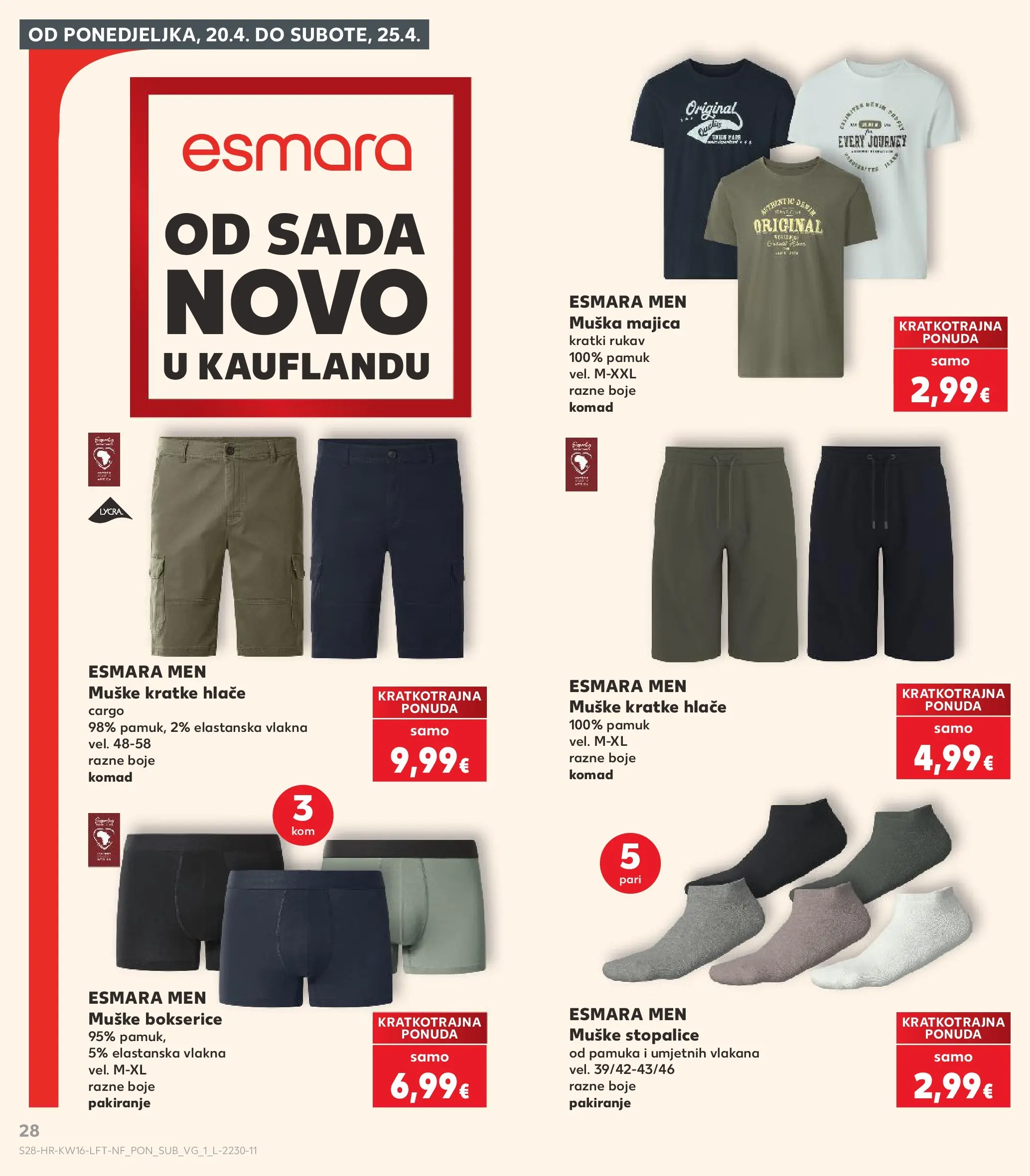 Kaufland - Kaufland katalog do 21.04.2026 novi od 14.04.2026 na listanje > letak digitalni | Stranica: 28 | Proizvodi: Majica, Hlače, Kratke hlače, Bokserice