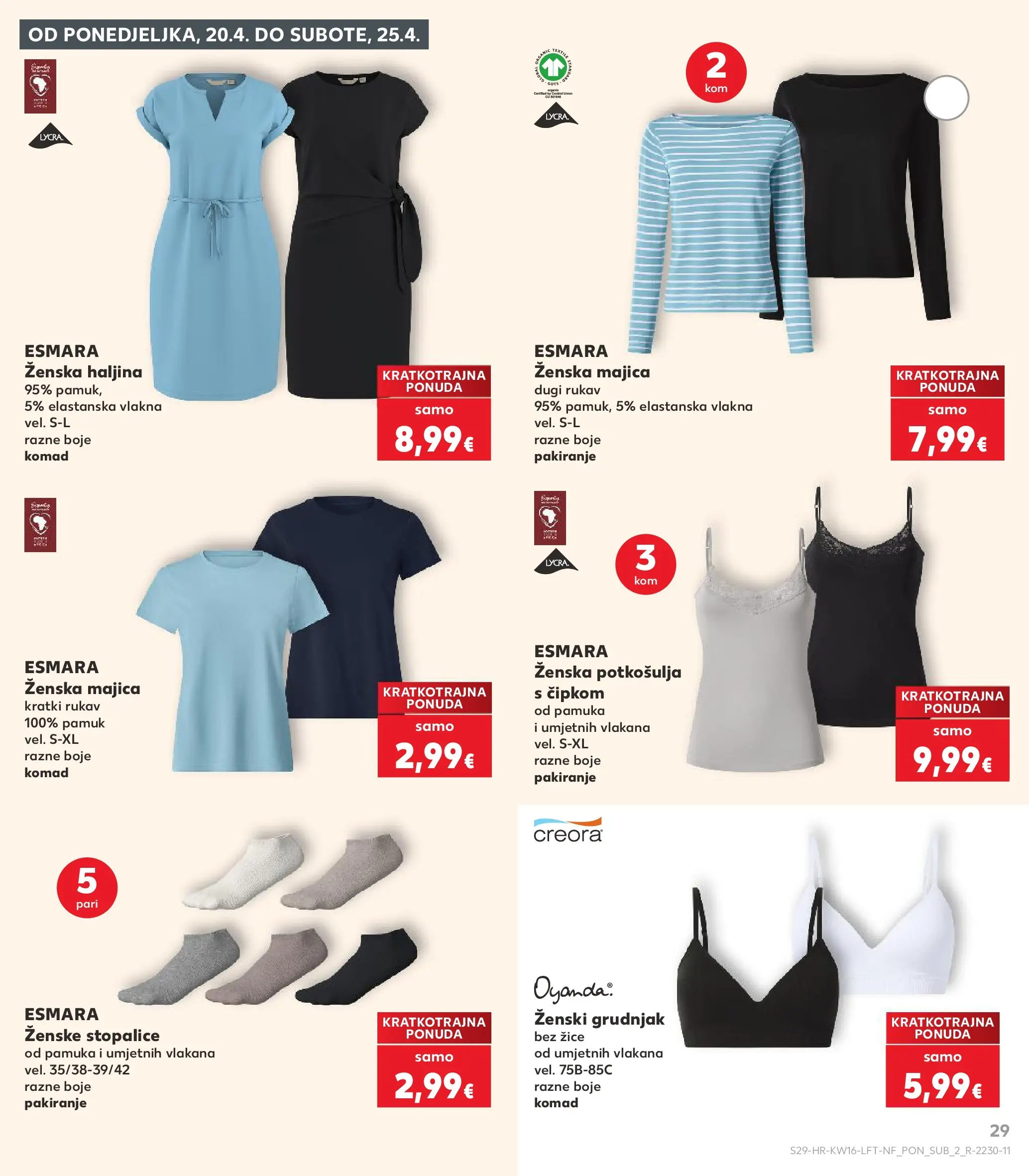 Kaufland - Kaufland katalog do 21.04.2026 novi od 14.04.2026 na listanje > letak digitalni | Stranica: 29 | Proizvodi: Majica, Grudnjak, Haljina