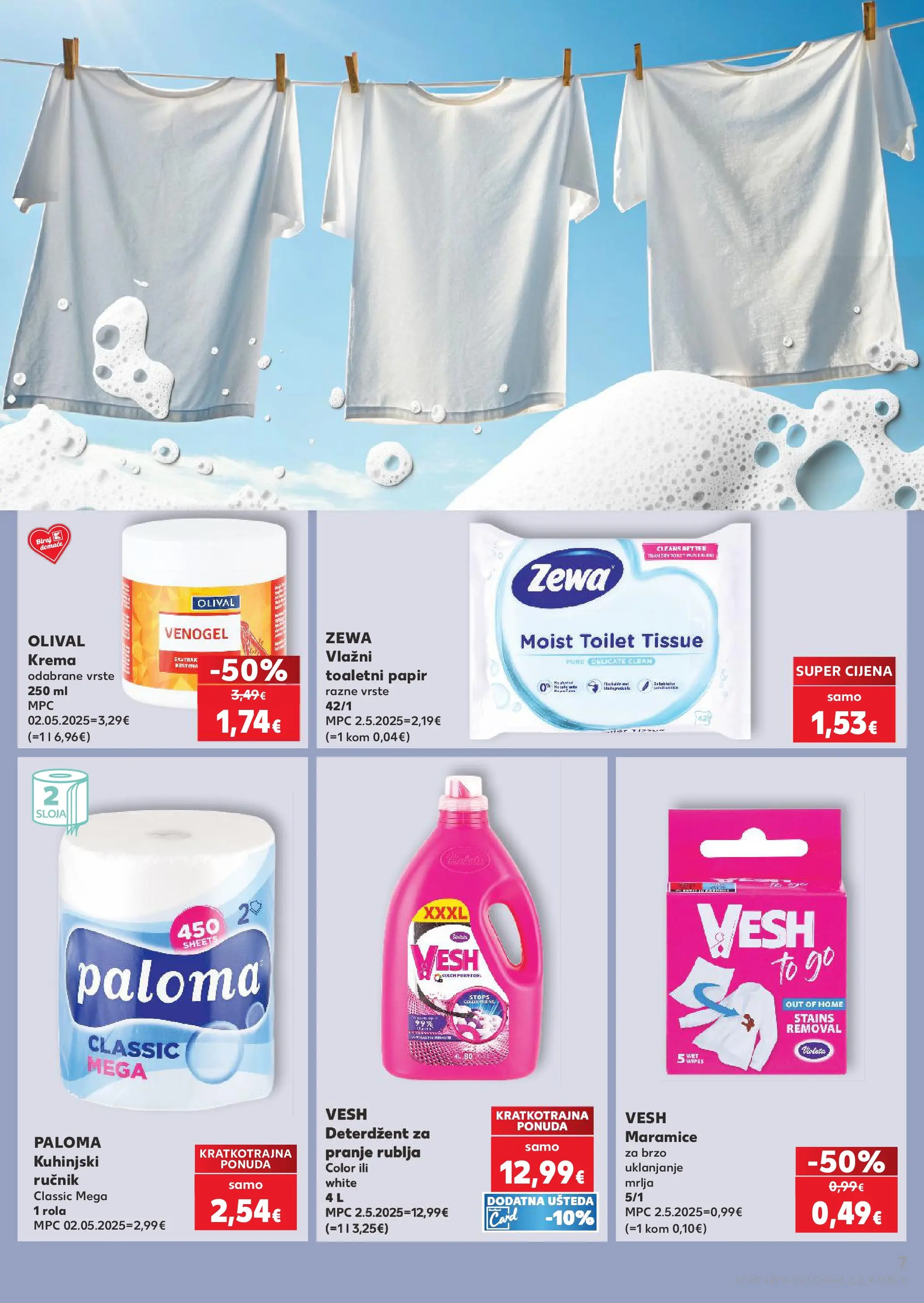 Kaufland - Kaufland katalog do 21.04.2026 novi od 14.04.2026 na listanje > letak digitalni | Stranica: 7 | Proizvodi: Deterdžent, Ručnik, Toaletni papir, Zewa