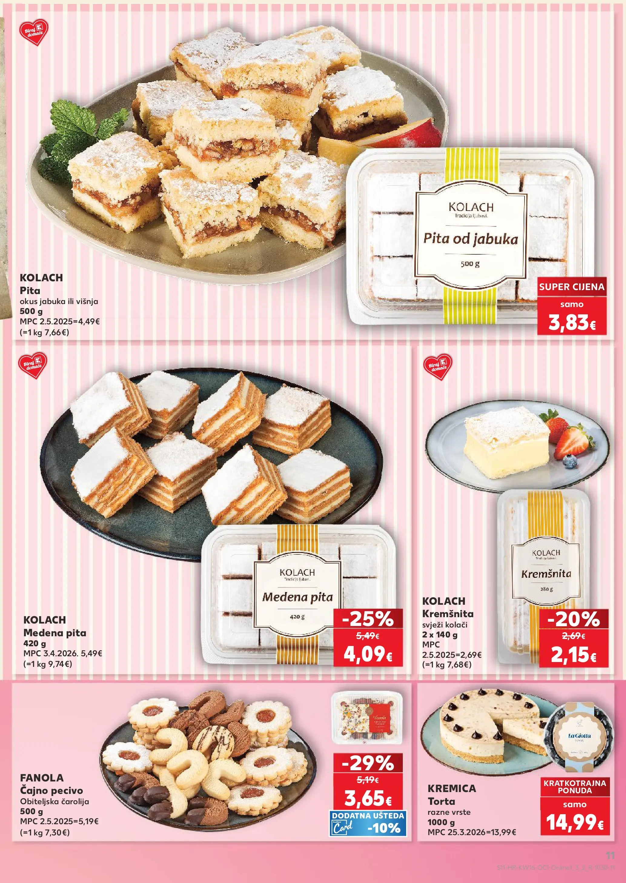 Kaufland - Kaufland katalog do 21.04.2026 novi od 14.04.2026 na listanje > letak digitalni | Stranica: 11 | Proizvodi: Pita, Pecivo, Torta, Jabuka