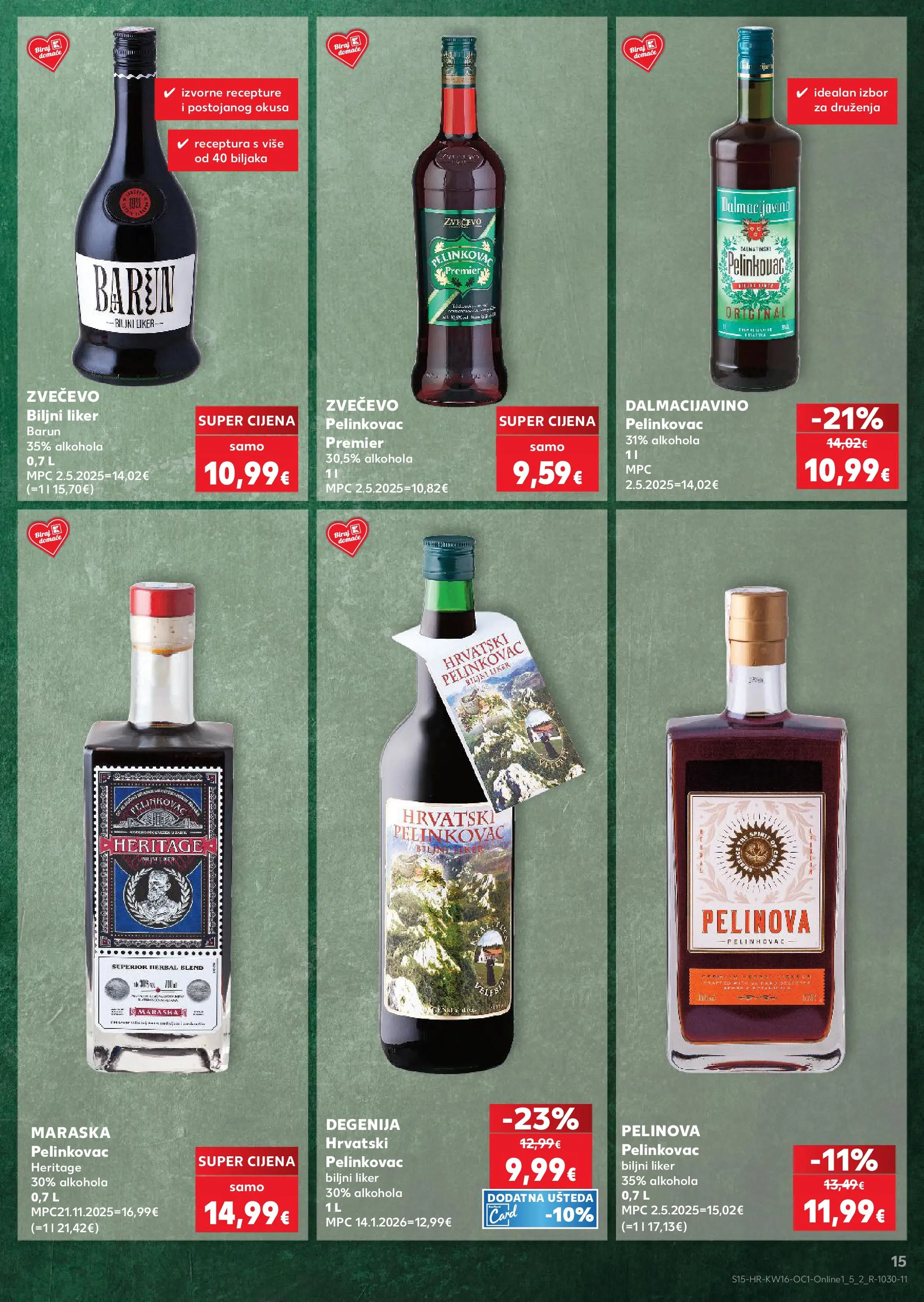 Kaufland - Kaufland katalog do 21.04.2026 novi od 14.04.2026 na listanje > letak digitalni | Stranica: 15 | Proizvodi: Pelinkovac, Liker
