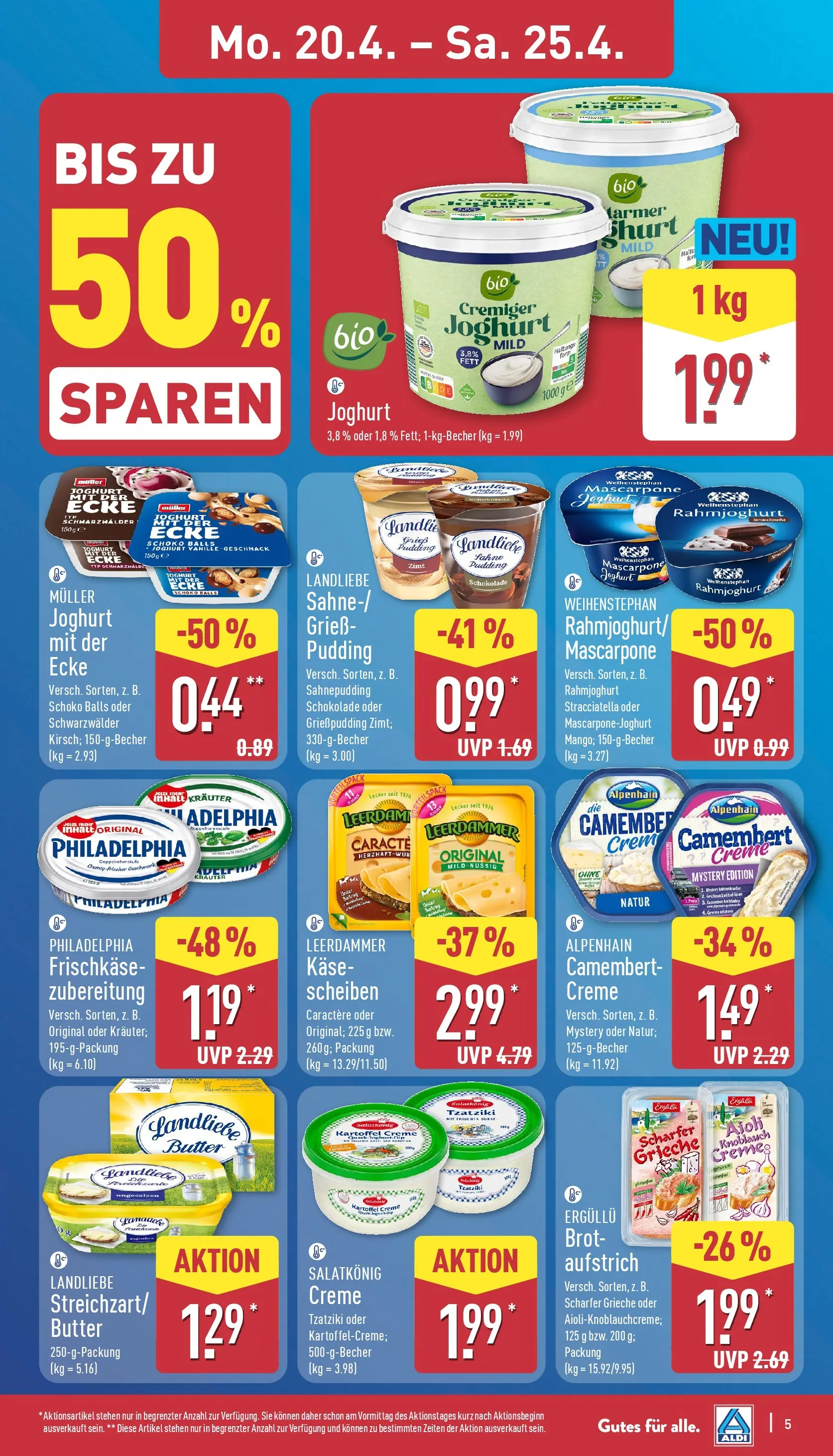 Aldi - ALDI Nord: Wochenangebote (ab 19.04.2026) » Angebote Online | Seite: 5 | Produkte: Leerdammer, Creme, Brot, Frischkase