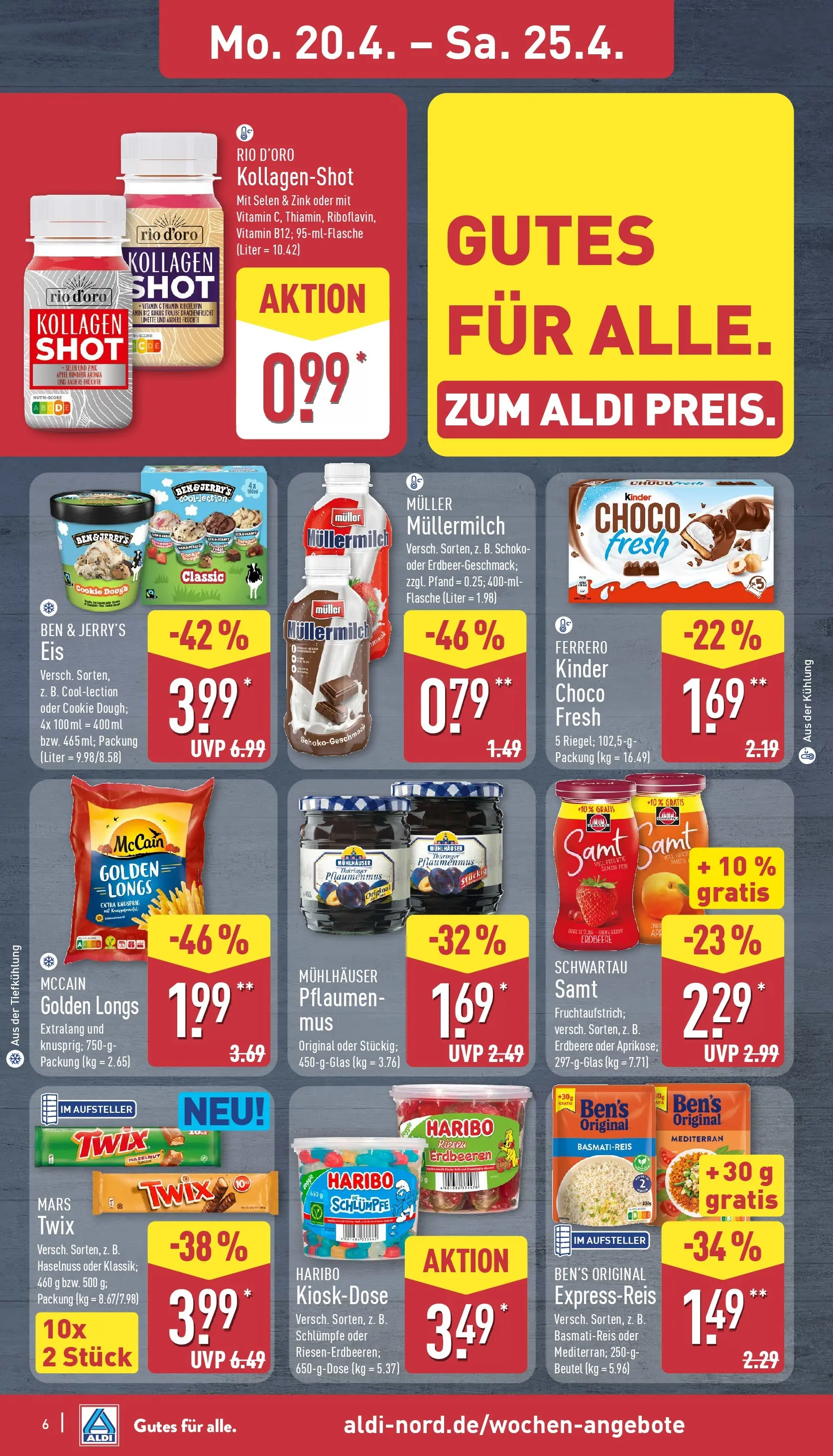 Aldi - ALDI Nord: Wochenangebote (ab 19.04.2026) » Angebote Online | Seite: 6 | Produkte: Basmatireis, Mars, Müllermilch, Erdbeeren