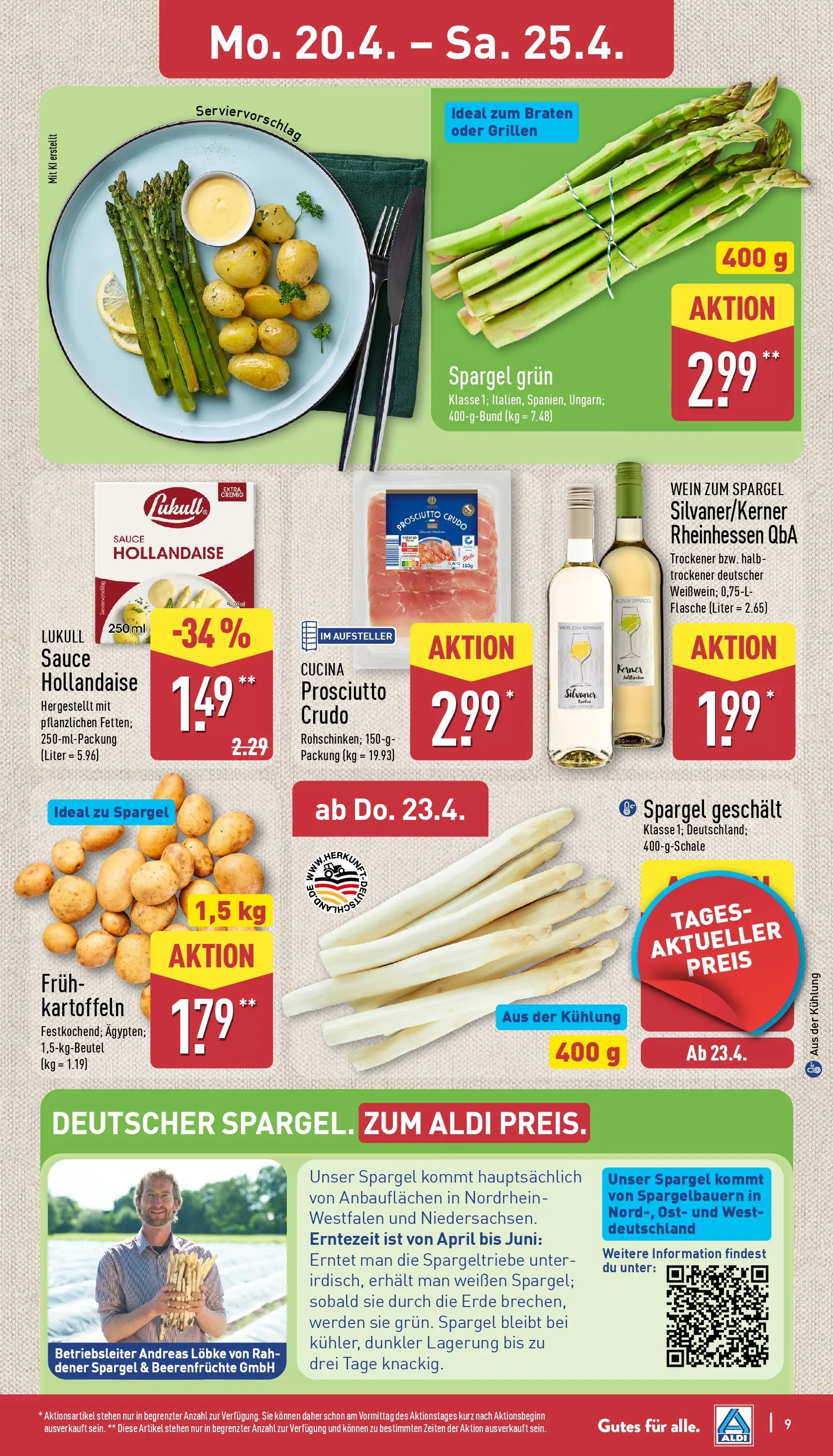 Aldi - ALDI Nord: Wochenangebote (ab 19.04.2026) » Angebote Online | Seite: 9 | Produkte: Spargel, Kartoffeln, Wein