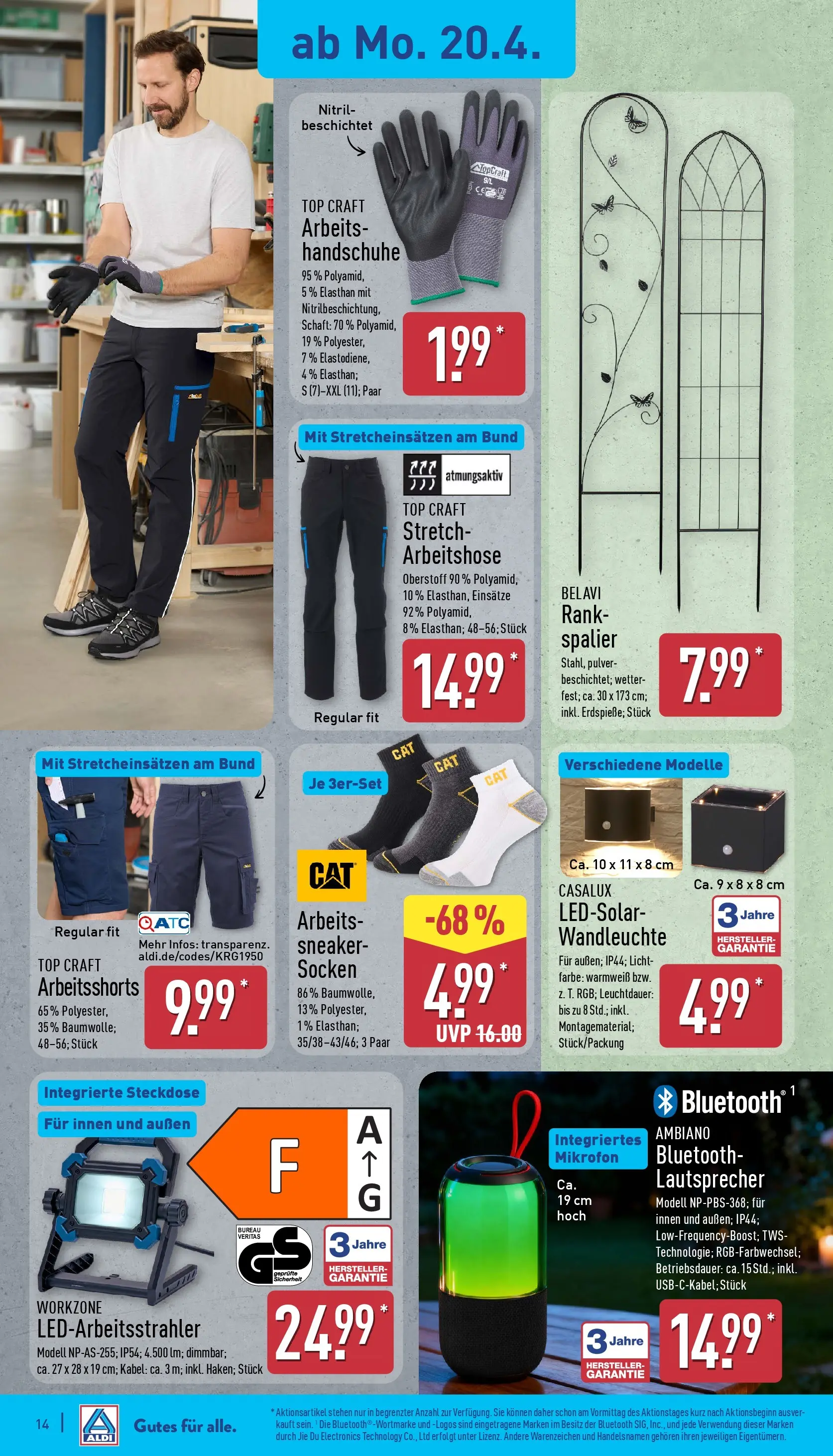 Aldi - ALDI Nord: Wochenangebote (ab 19.04.2026) » Angebote Online | Seite: 14 | Produkte: Top, Lautsprecher, Belavi, Wandleuchte