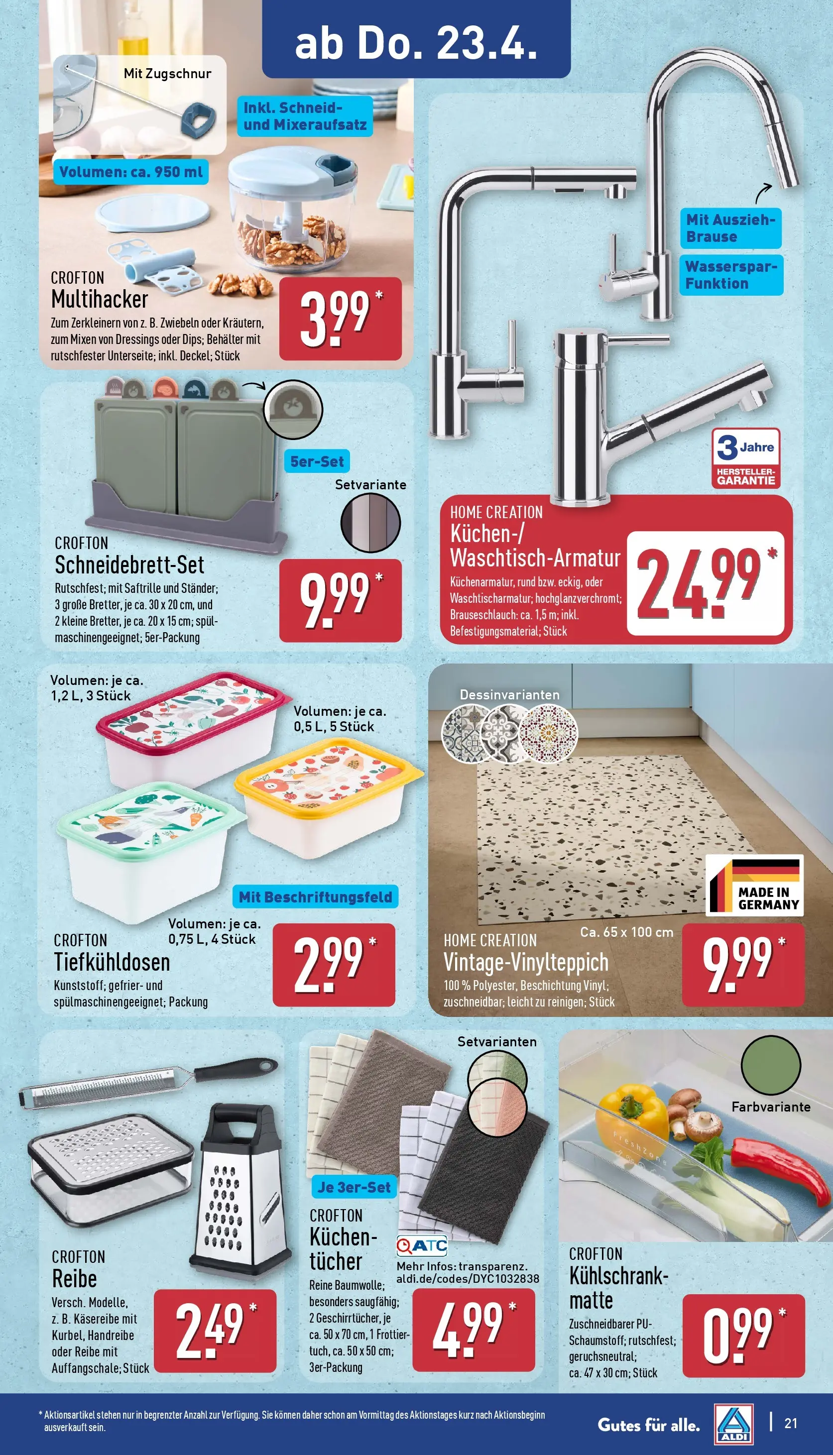 Aldi - ALDI Nord: Wochenangebote (ab 19.04.2026) » Angebote Online | Seite: 21 | Produkte: Kühlschrank, Zwiebeln, Kuchen, Home creation