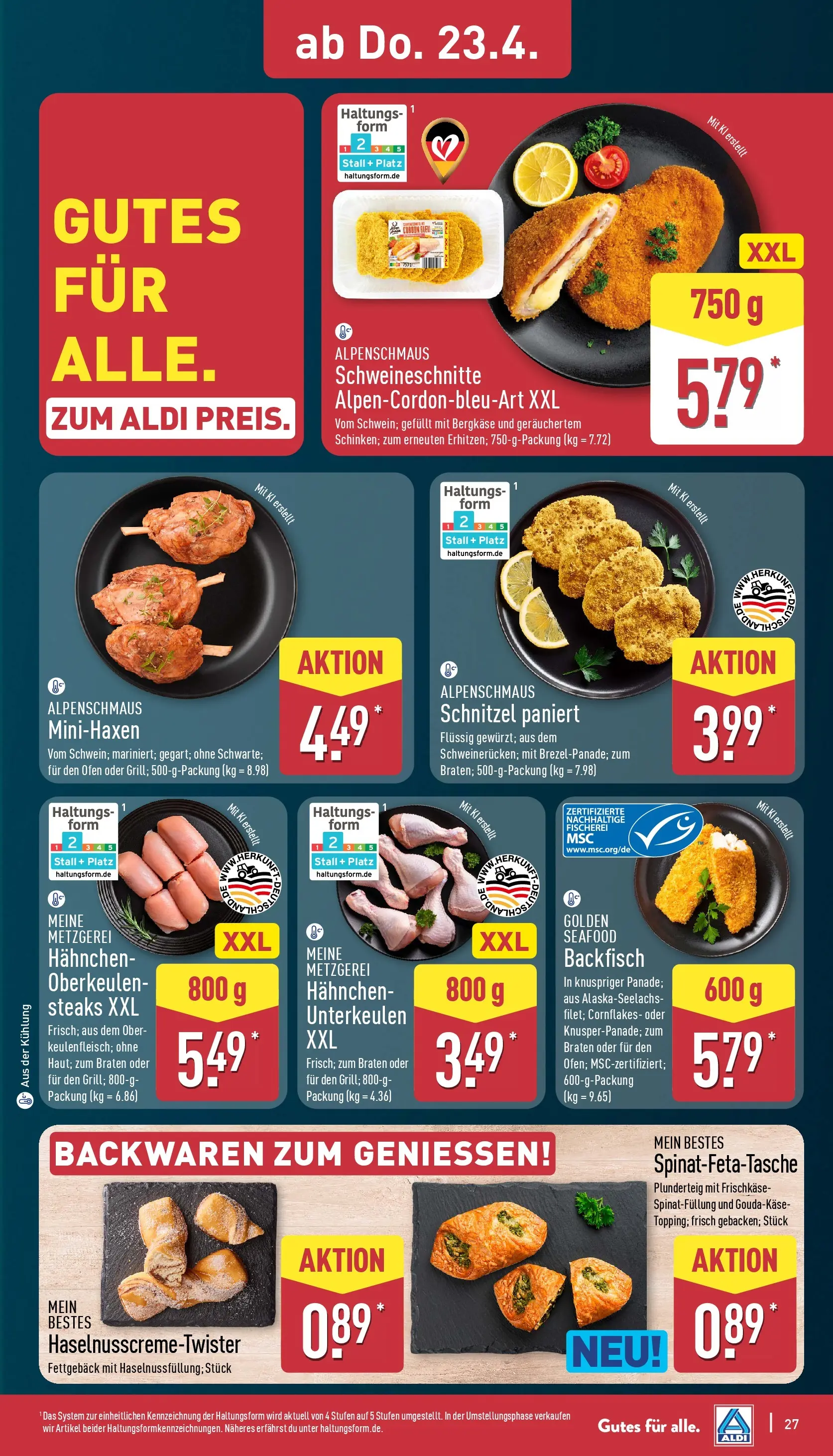 Aldi - ALDI Nord: Wochenangebote (ab 19.04.2026) » Angebote Online | Seite: 27 | Produkte: Ofen, Hahnchen, Schnitzel, Frischkase
