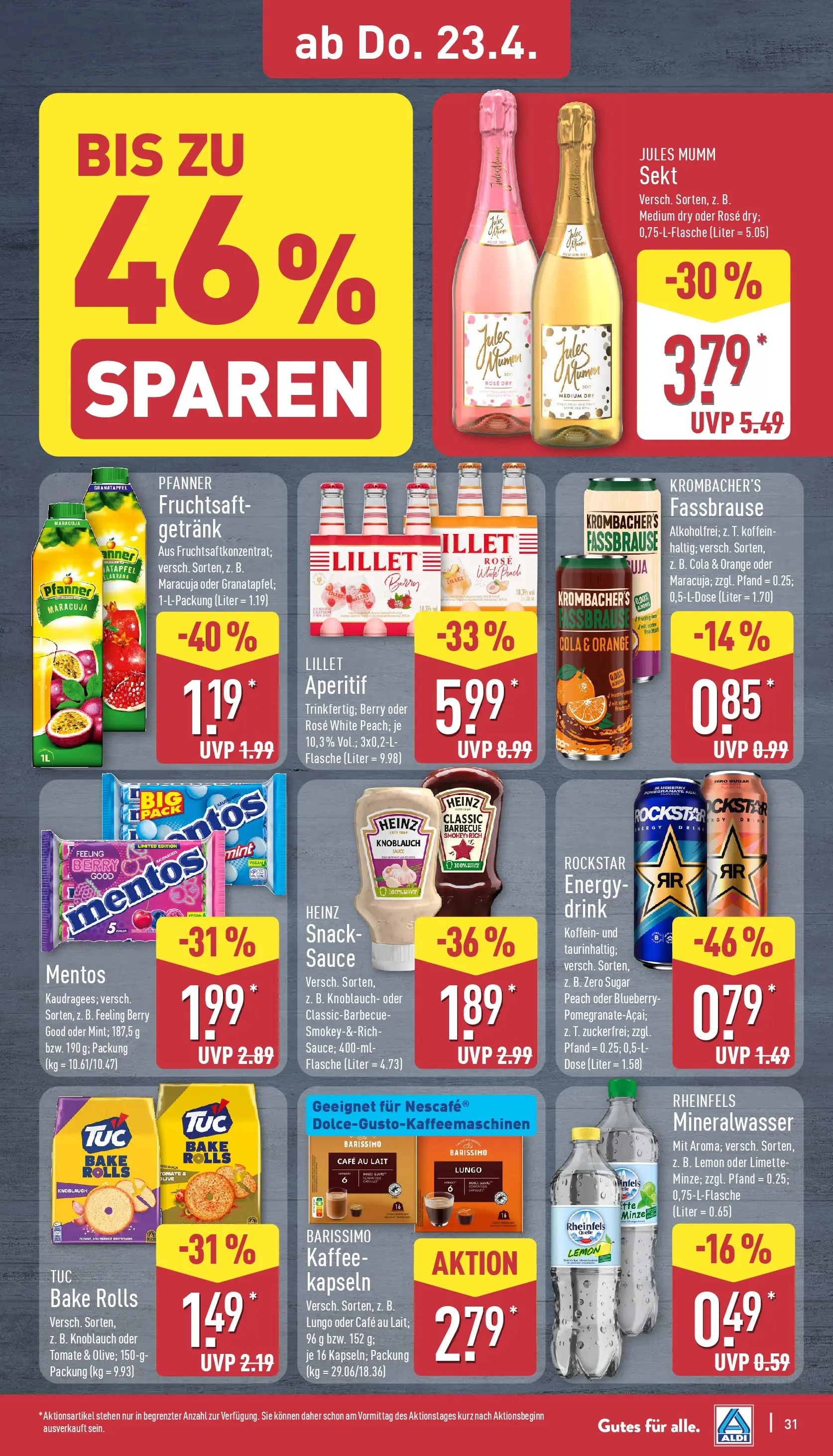 Aldi - ALDI Nord: Wochenangebote (ab 19.04.2026) » Angebote Online | Seite: 31 | Produkte: Granatapfel, Rockstar, Jules mumm, Lillet