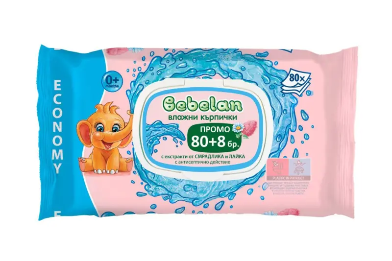 BEBELAN Бебешки влажни кърпички различни видове, 88 бр.