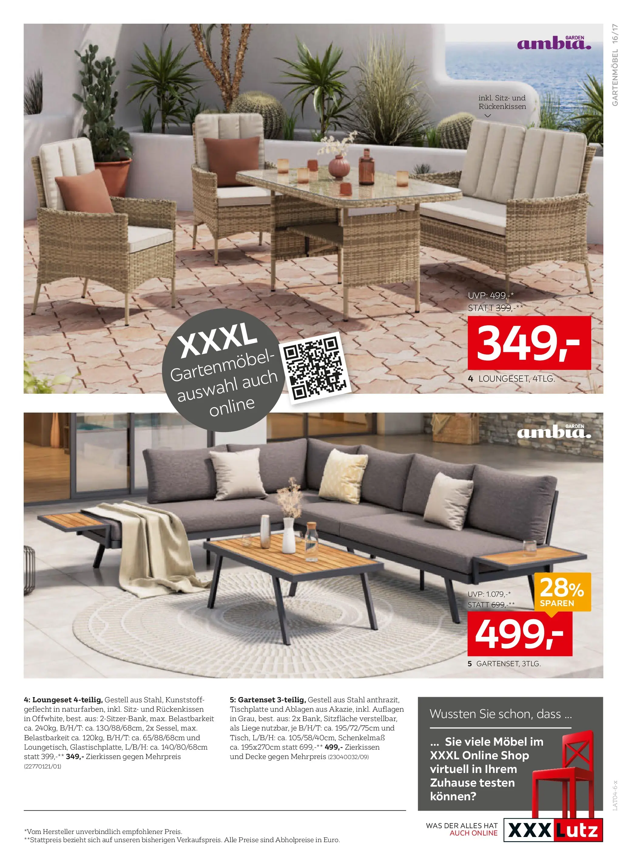XXXLutz Aktuelle Angebote von 14.04.2026 - Aktuelle Angebote | Seite: 17 | Produkte: Decke, Gartenmöbel
