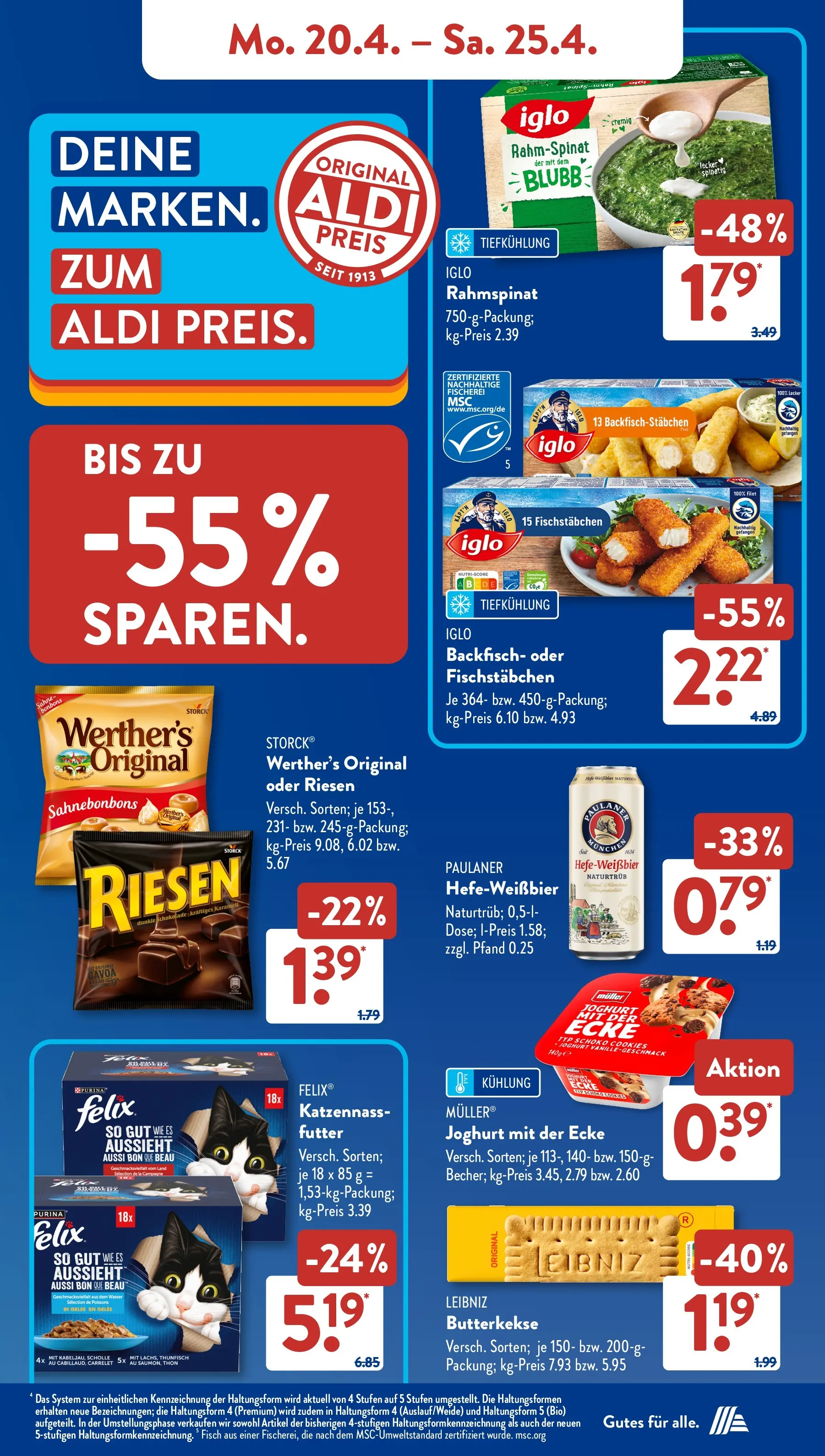 Aldi Süd Aktuelle Wochenangebote (ab 20.04.2026) zum Blättern | Seite: 9 | Produkte: Joghurt, Iglo, Fisch, Fischstabchen