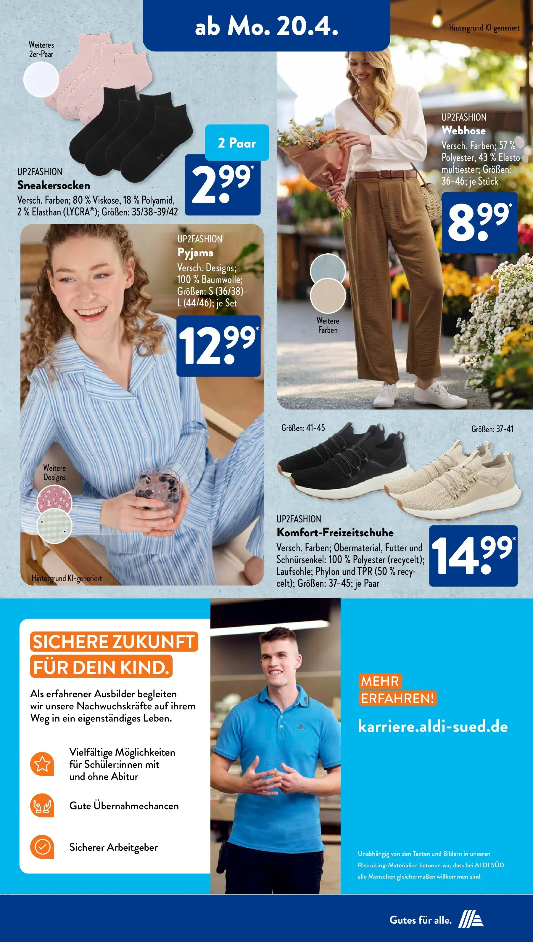 Aldi Süd Aktuelle Wochenangebote (ab 20.04.2026) zum Blättern | Seite: 17 | Produkte: Up2fashion, Pyjama