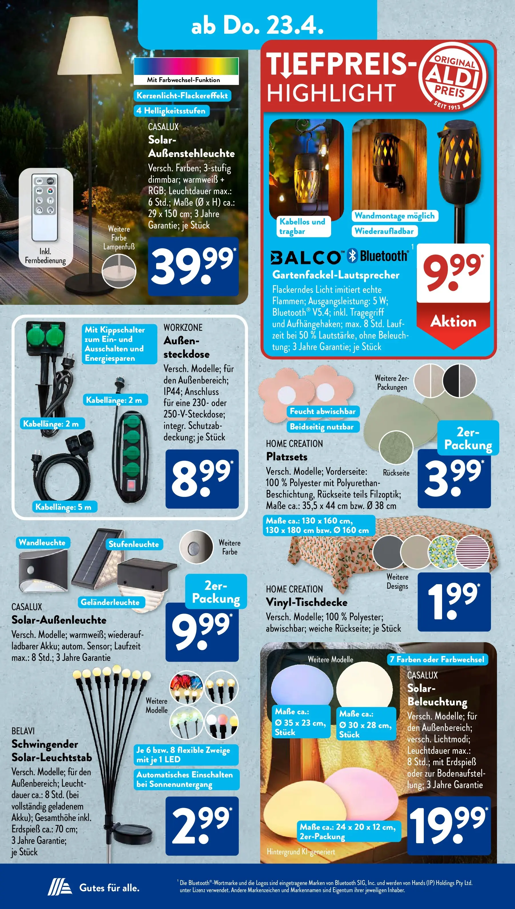 Aldi Süd Aktuelle Wochenangebote (ab 20.04.2026) zum Blättern | Seite: 20 | Produkte: Belavi, Steckdose, Wandleuchte, Home creation