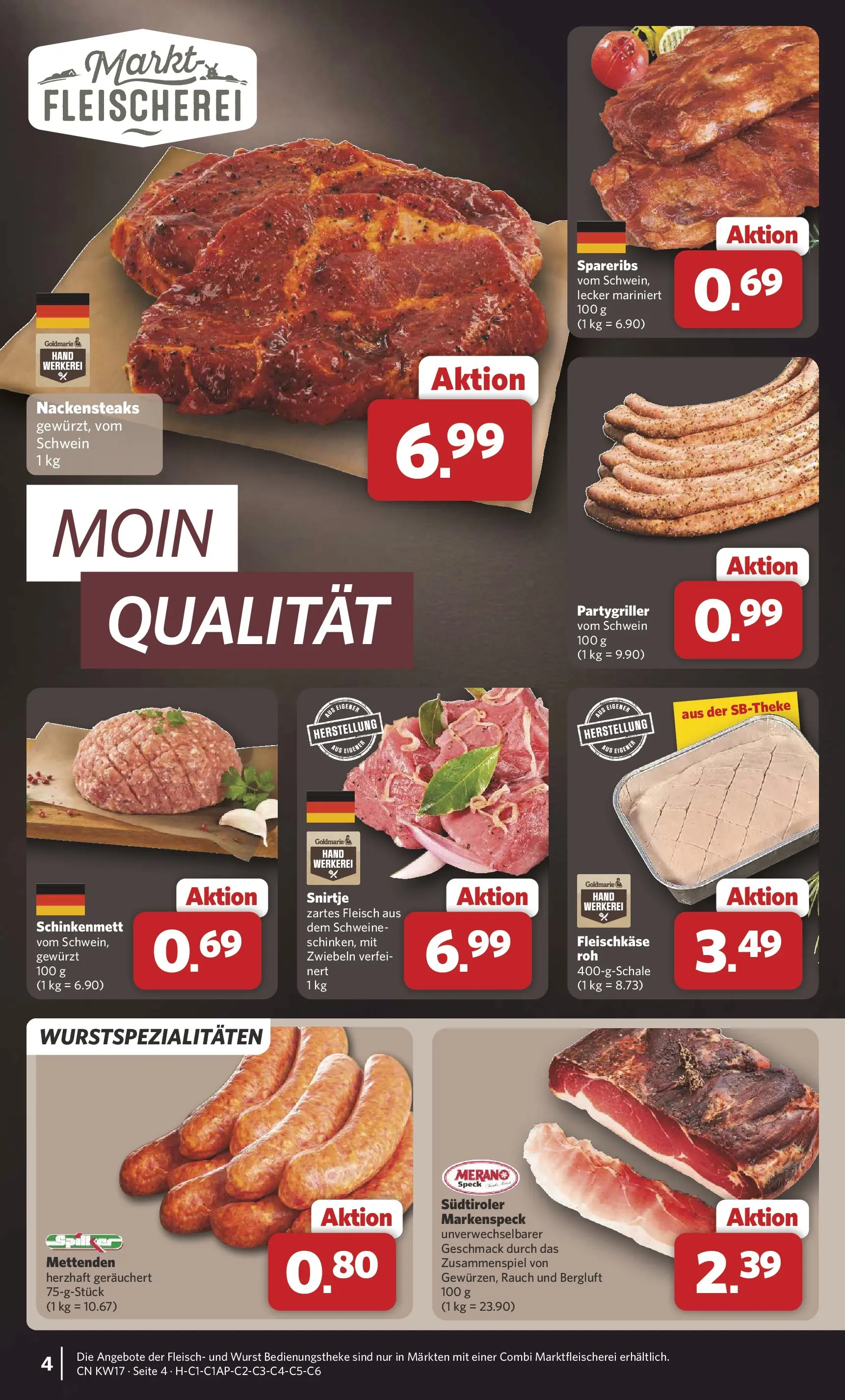 Combi Prospekt Twistringen (ab 20.04.2026) zum Blättern | Seite: 4 | Produkte: Nackensteaks, Zwiebeln, Wurst, Fleisch