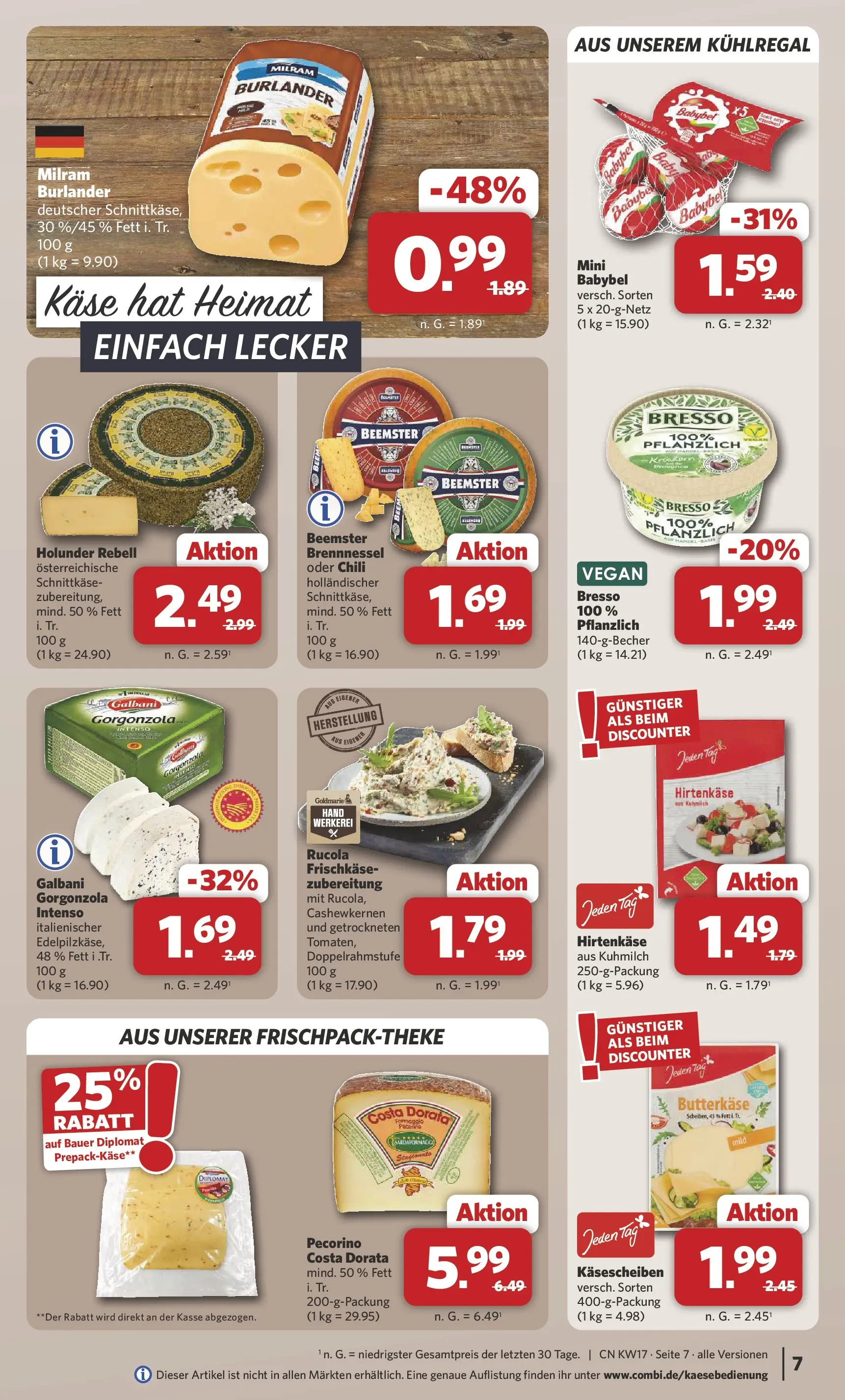 Combi Wochenangebote Rahden (ab 20.04.2026) zum Blättern | Seite: 7 | Produkte: Bresso, Milram, Chili, Frischkase