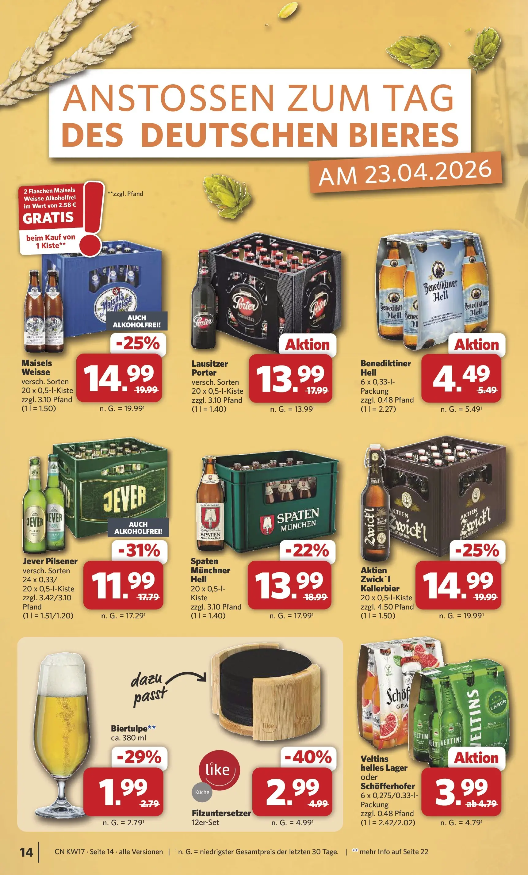 Combi Wochenangebote Rahden (ab 20.04.2026) zum Blättern | Seite: 14 | Produkte: Küche, Benediktiner hell, Jever, Veltins