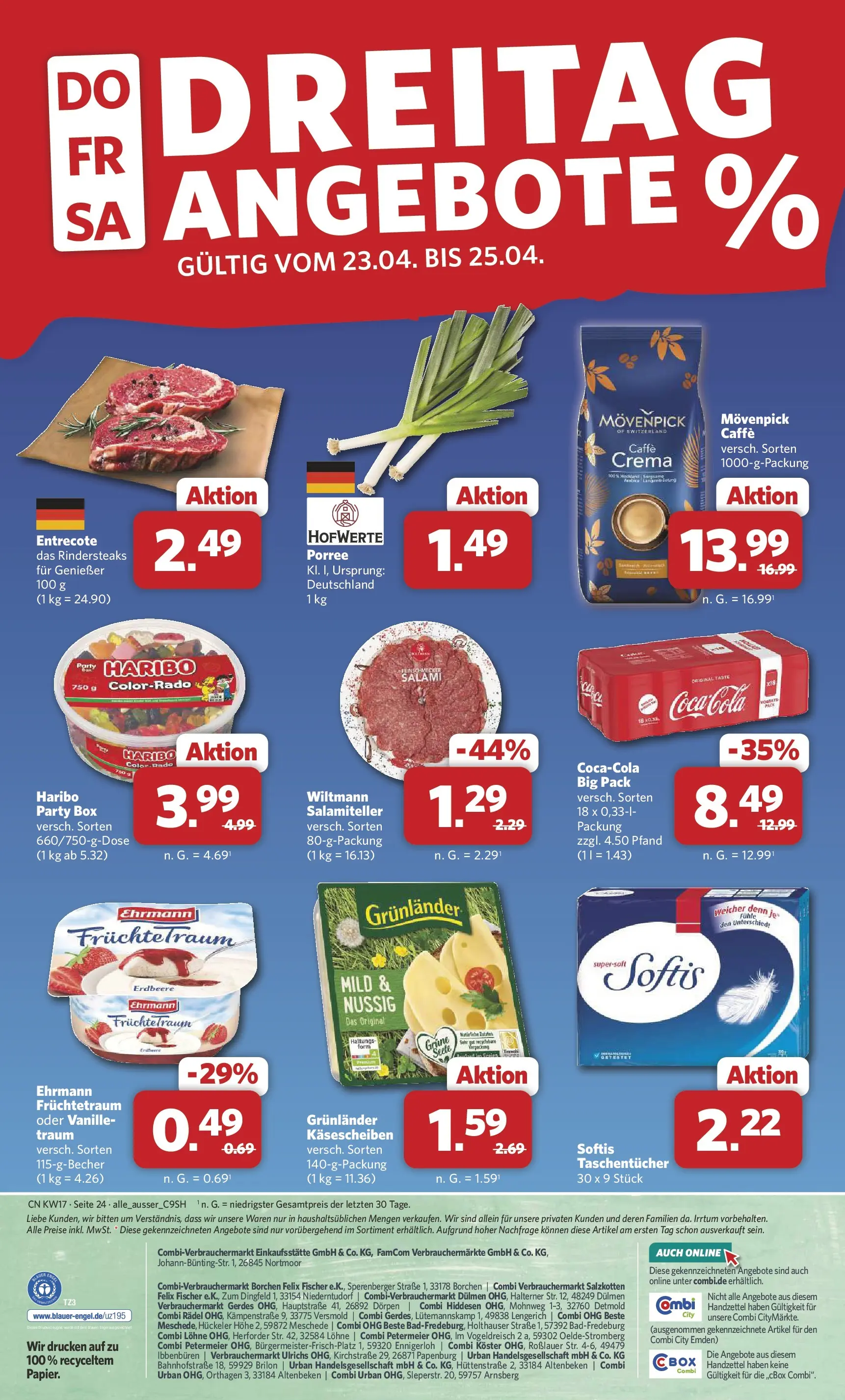 Combi Wochenangebote Rahden (ab 20.04.2026) zum Blättern | Seite: 26 | Produkte: Haribo, Box, Grunlander, Salami