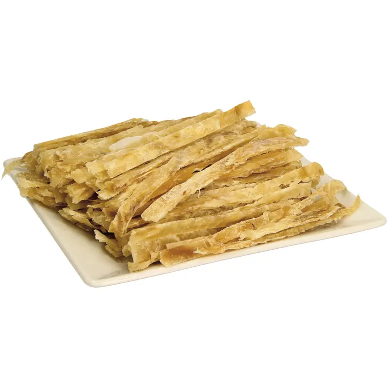 Snack aus Alaska-Pollack (Gadus chalcogrammus), in dicken Streifen, gesalzen und ged&ouml;rrt, lose, aufgetaut