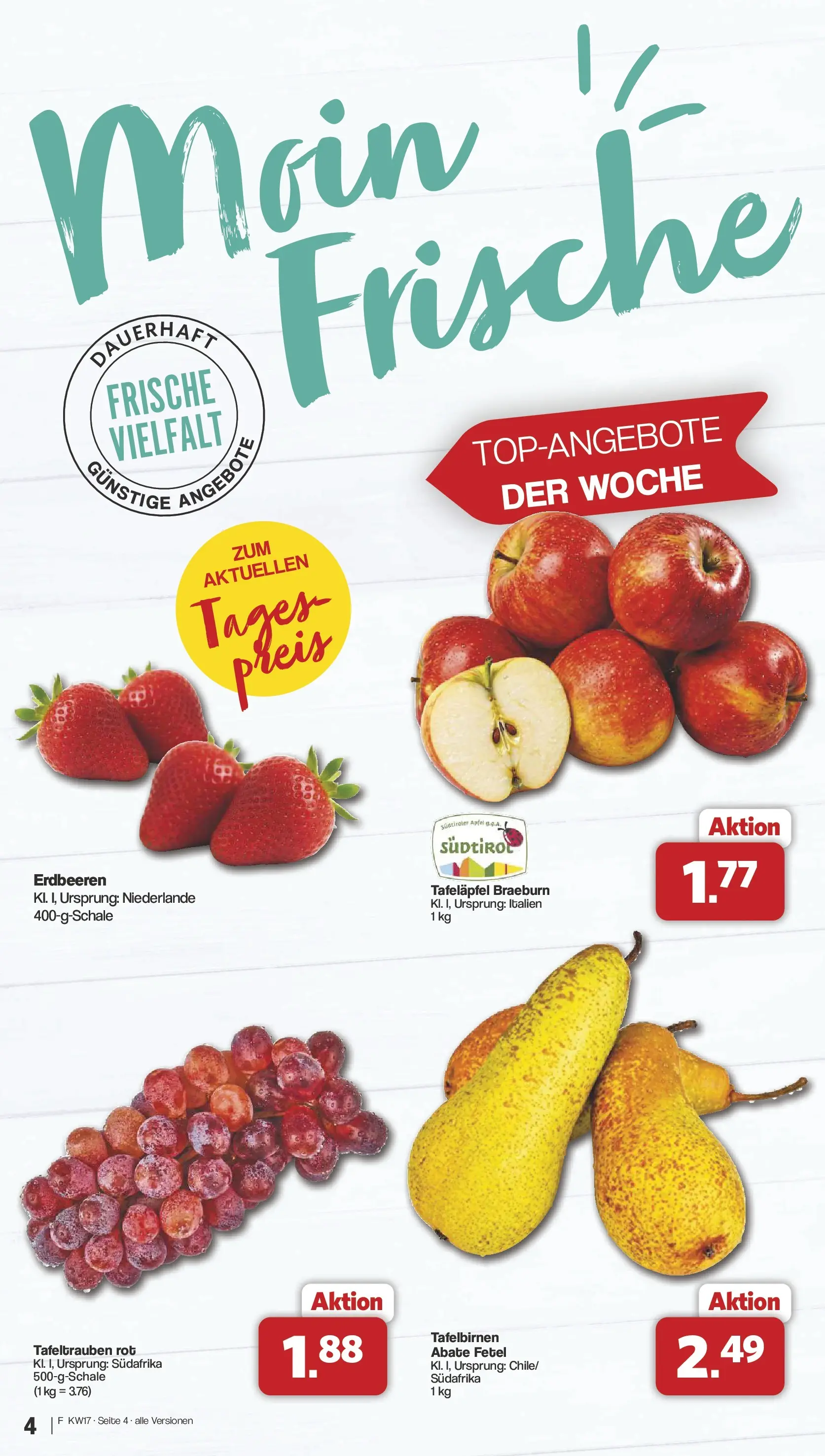 Famila Nordwest Wochenangebote (ab 20.04.2026) zum Blättern | Seite: 4 | Produkte: Äpfel, Erdbeeren