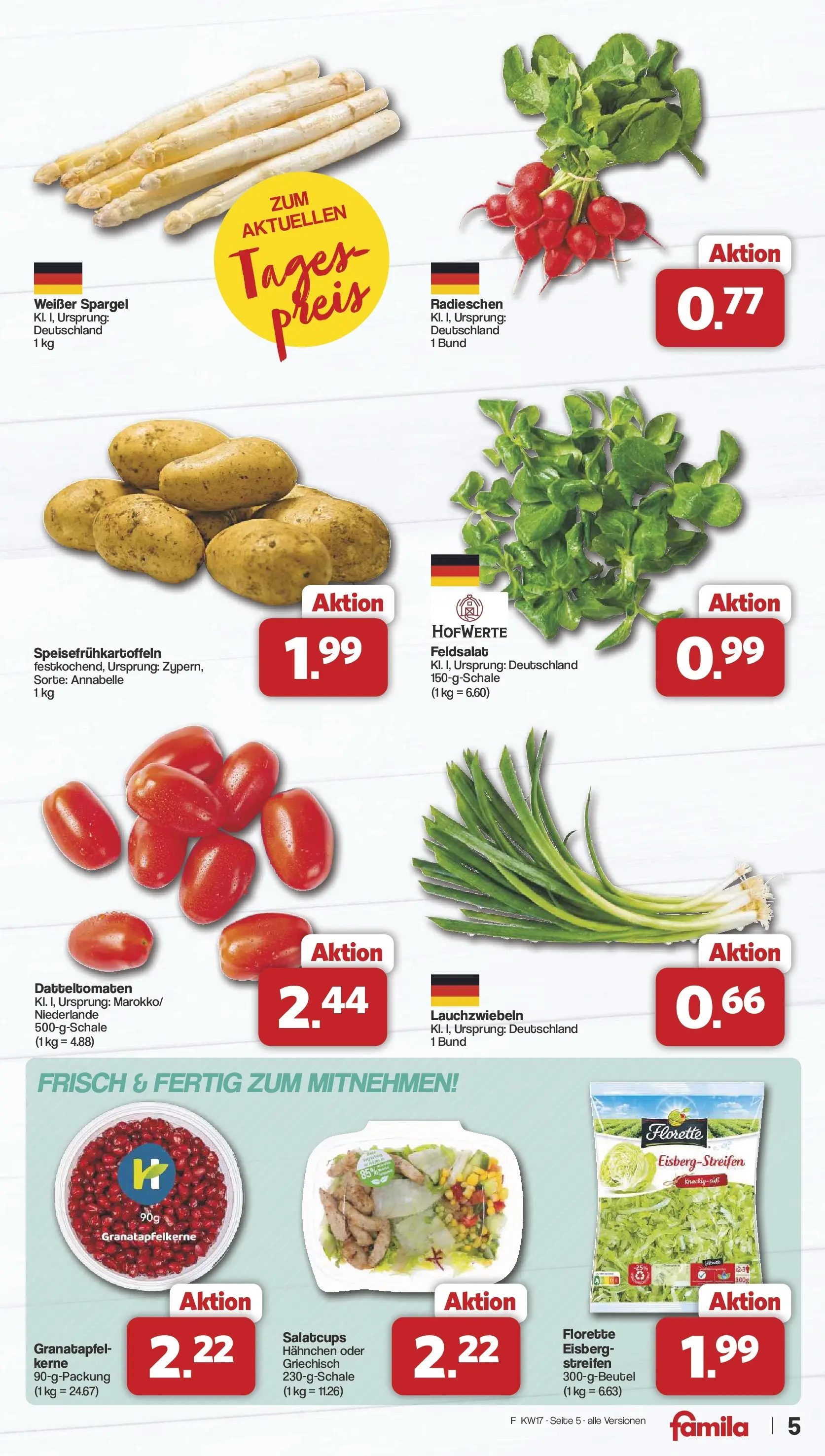Famila Nordwest Wochenangebote (ab 20.04.2026) zum Blättern | Seite: 5 | Produkte: Hahnchen, Granatapfel, Spargel
