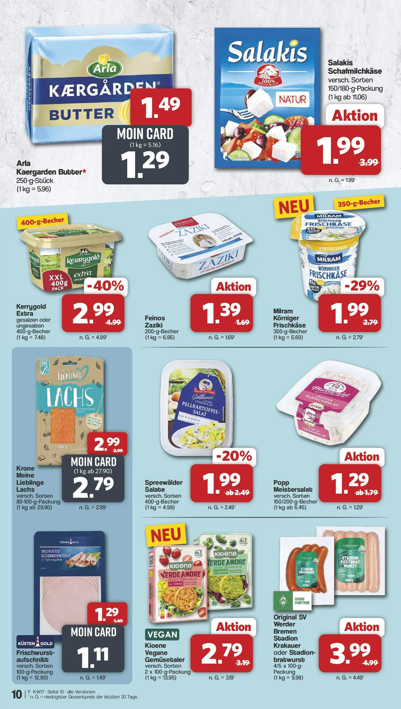 Famila Nordwest Wochenangebote (ab 20.04.2026) zum Blättern | Seite: 10 | Produkte: Butter, Lachs, Milram, Salakis