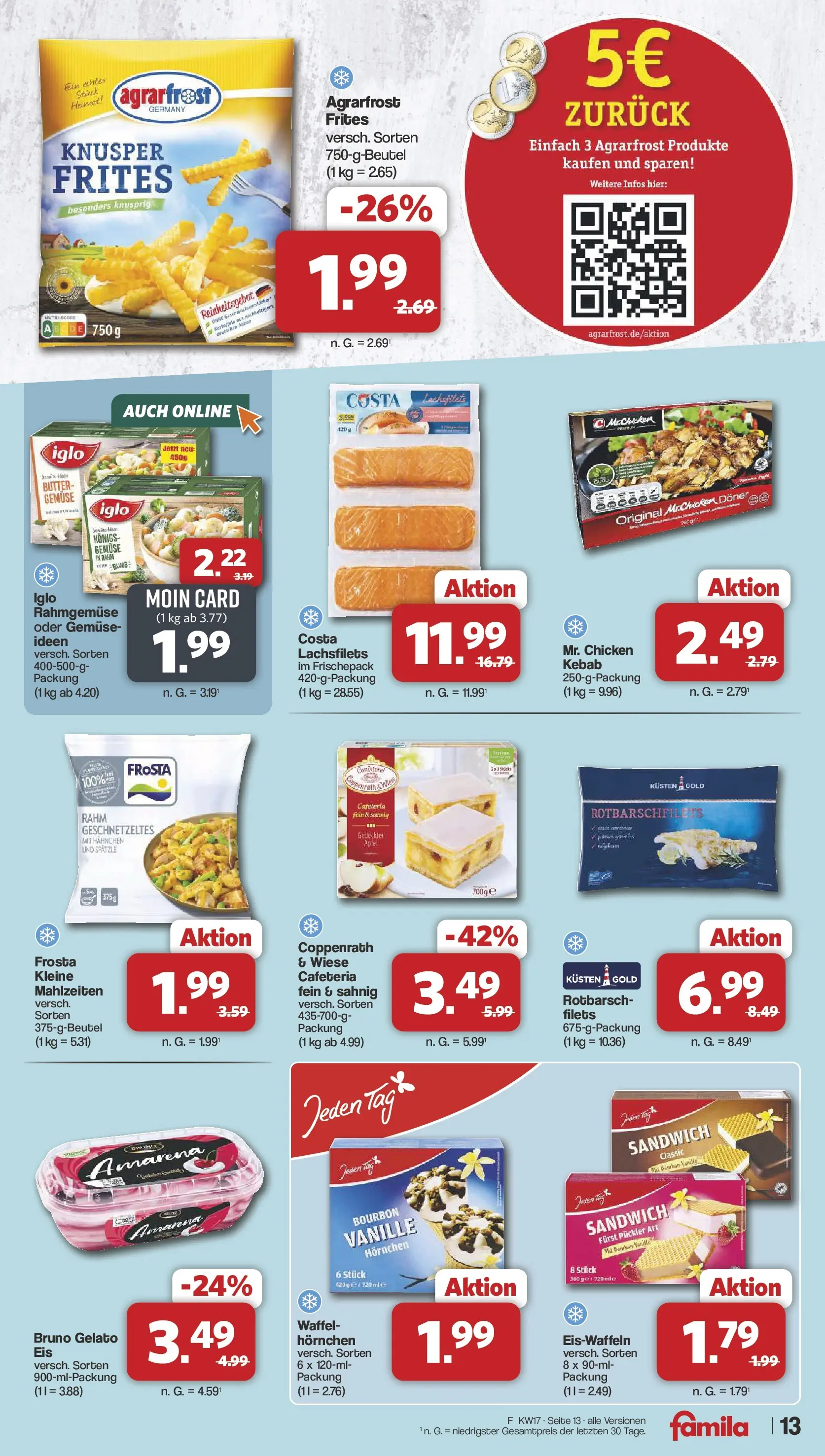 Famila Nordwest Wochenangebote (ab 20.04.2026) zum Blättern | Seite: 13 | Produkte: Hahnchen, Butter, Frosta, Bourbon
