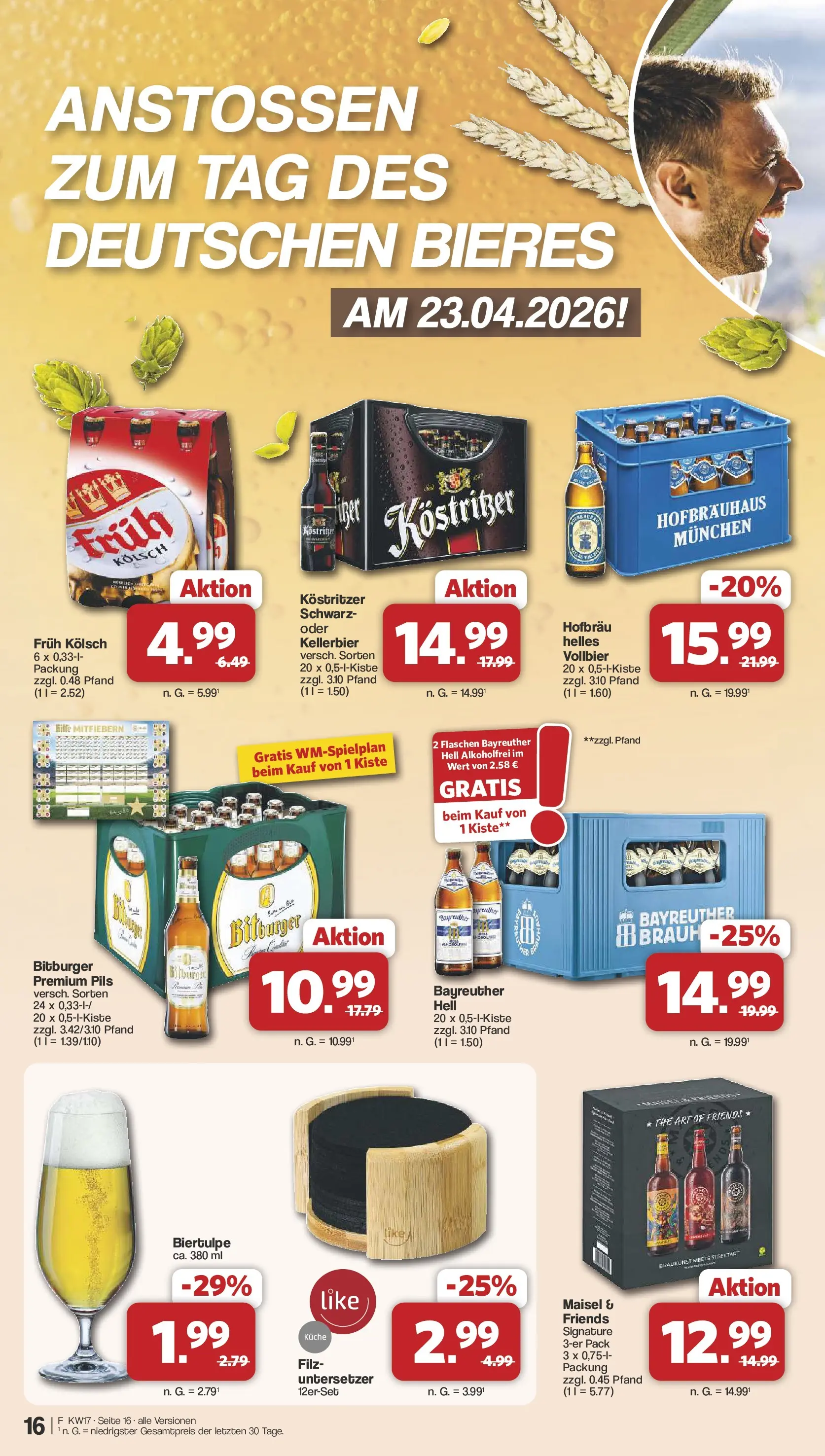 Famila Nordwest Wochenangebote (ab 20.04.2026) zum Blättern | Seite: 16 | Produkte: Bitburger, Kostritzer, Pils, Küche