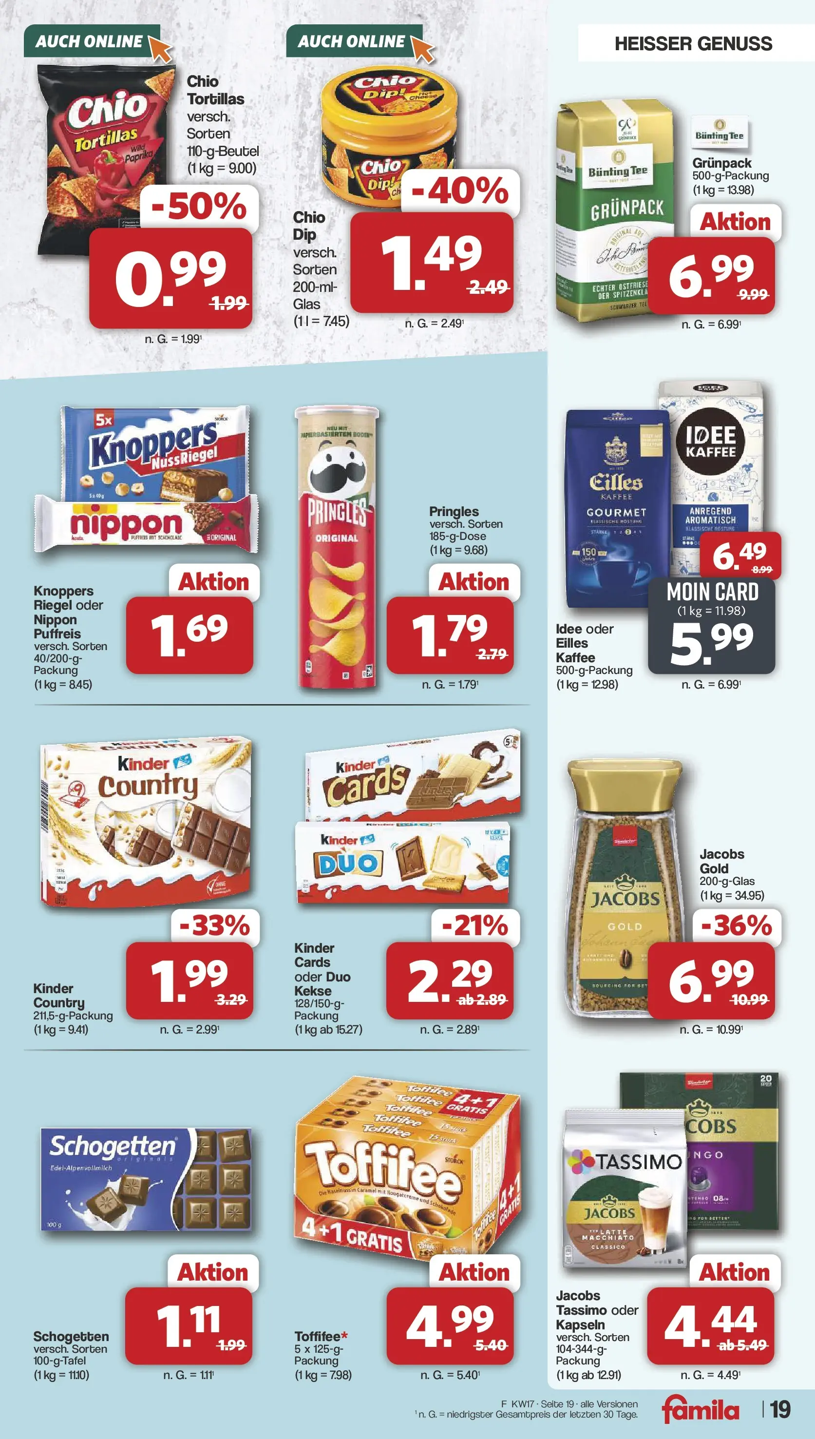 Famila Nordwest Wochenangebote (ab 20.04.2026) zum Blättern | Seite: 21 | Produkte: Toffifee, Pringles, Tee, Tassimo