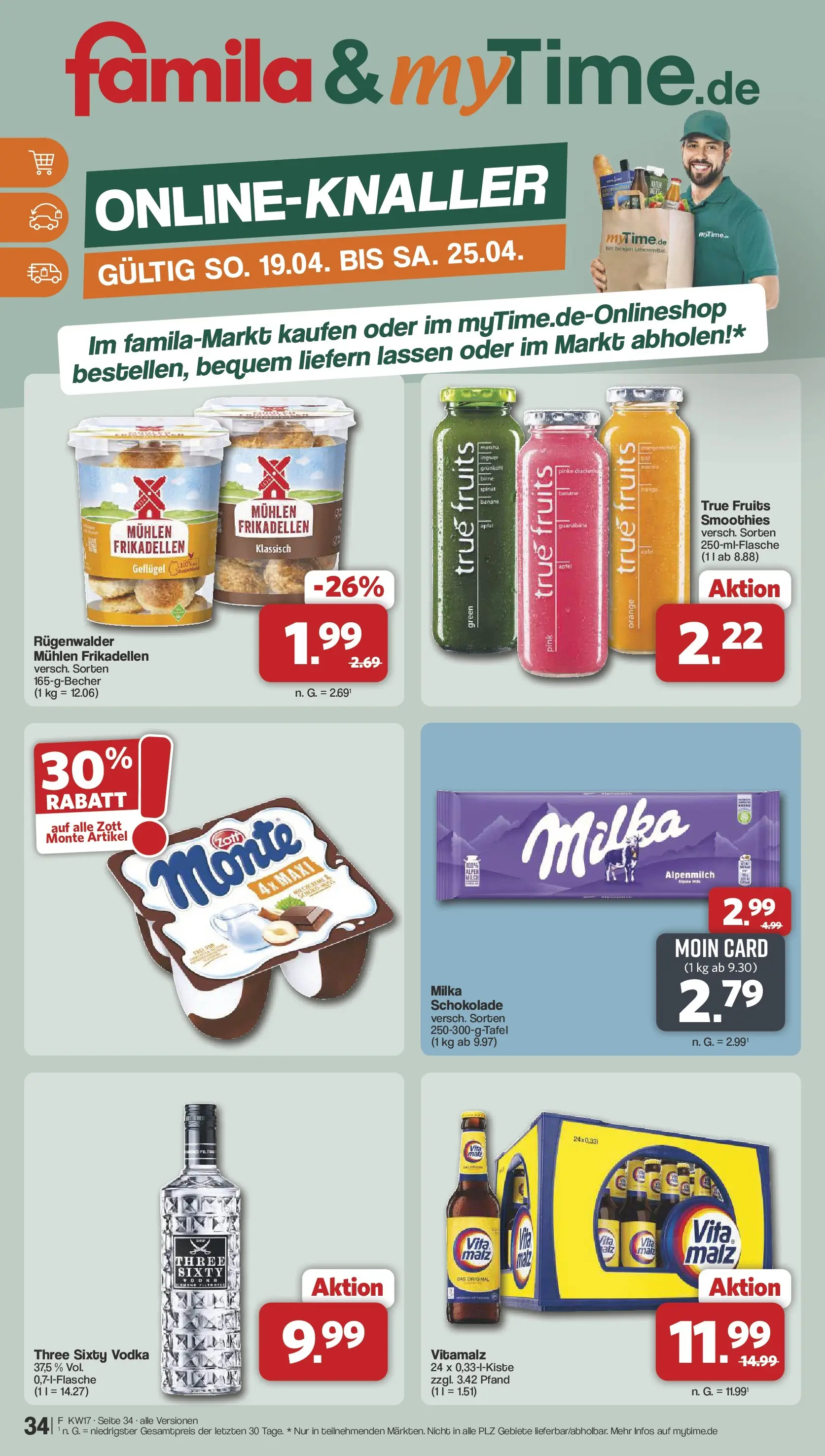 Famila Nordwest Wochenangebote (ab 20.04.2026) zum Blättern | Seite: 36 | Produkte: Schokolade, Äpfel, Milka, Vodka