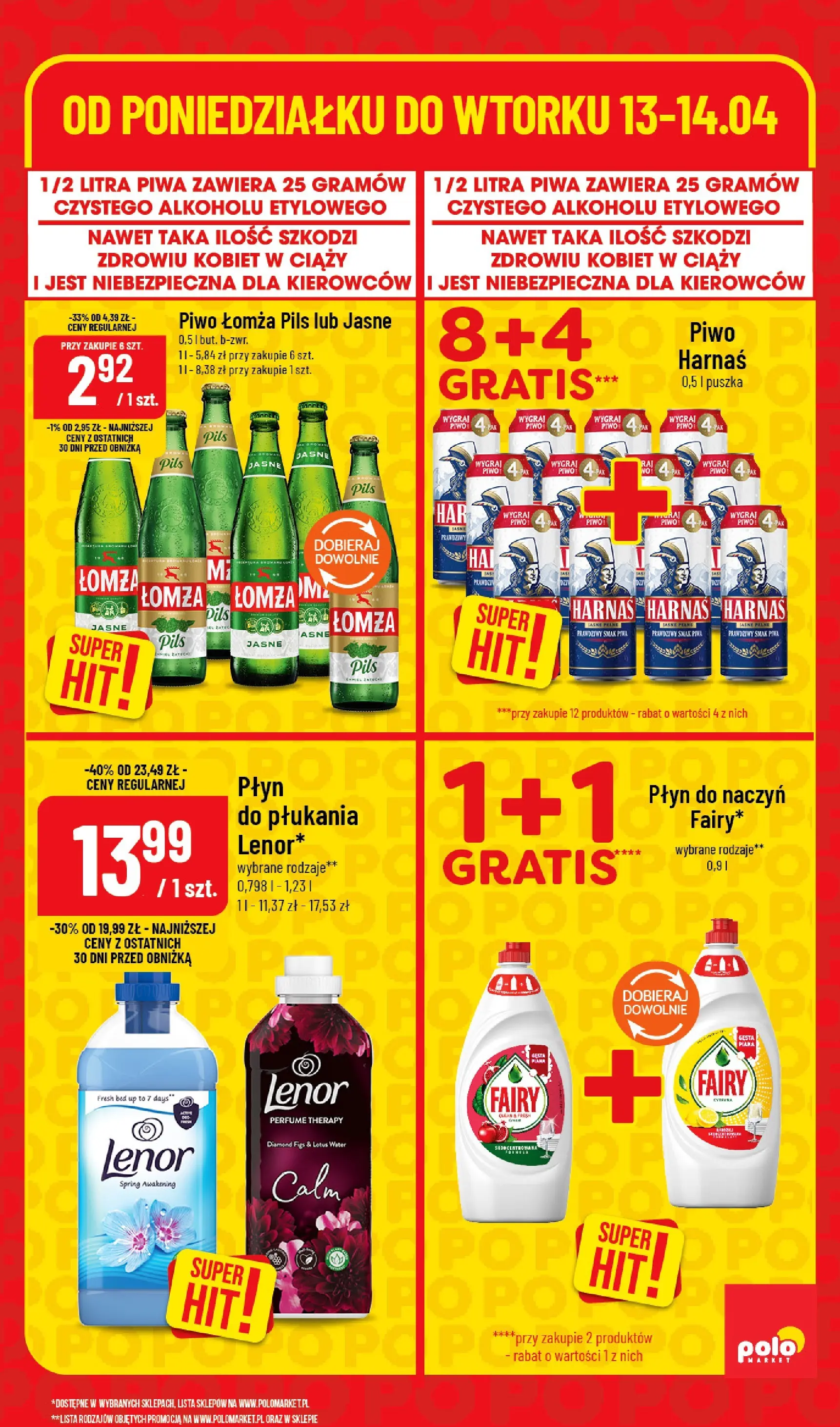 Nowa POLOmarket gazetka od jutra 13.04.2026 | Strona: 7 | Produkty: Harnaś, Piwo, Fairy