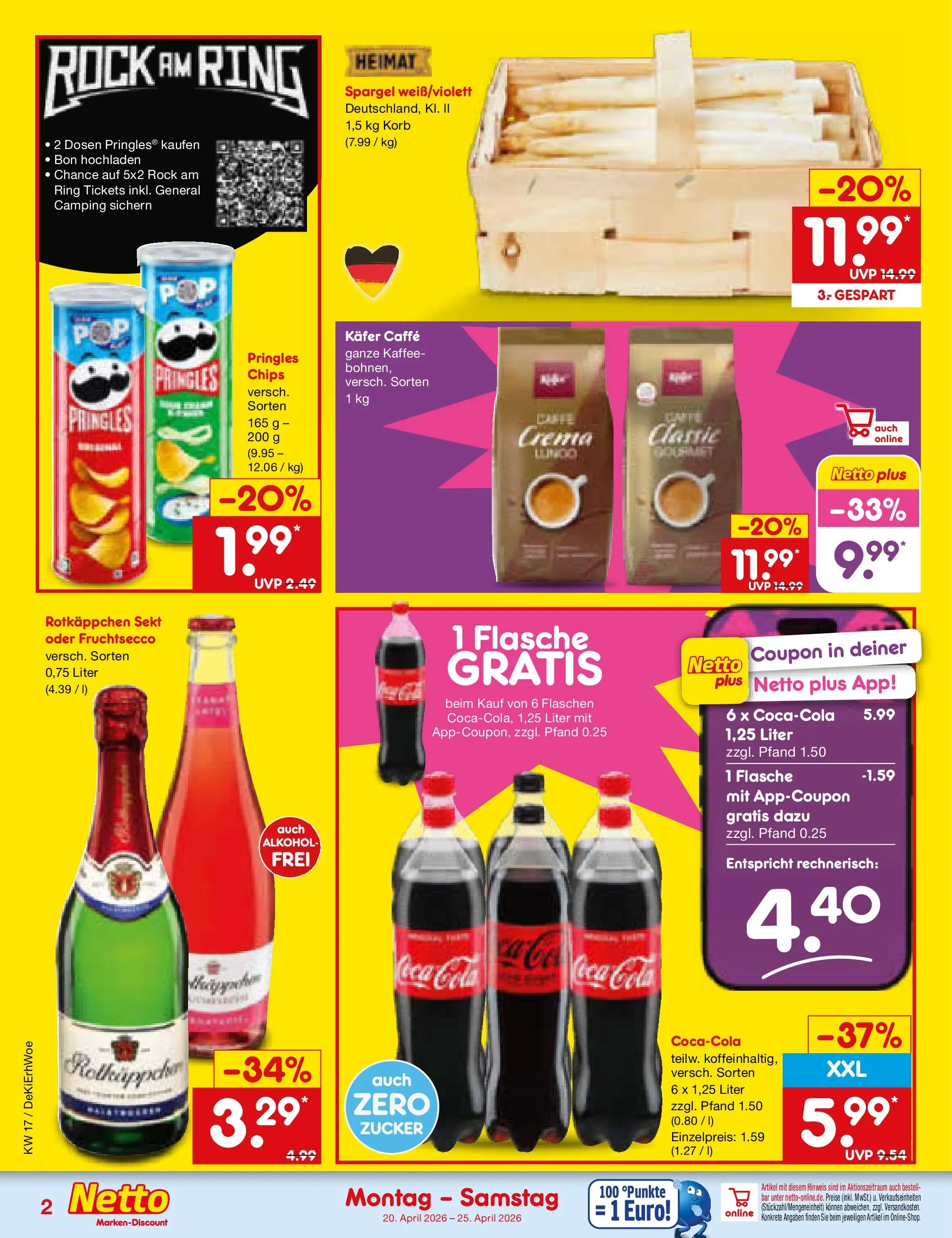 Netto Marken-Discount Prospekt Waiblingen-Bittenfeld	 (ab 19.04.2026) » Angebote | Seite: 2 | Produkte: Rotkappchen sekt, Coca cola, Rock, Rotkäppchen