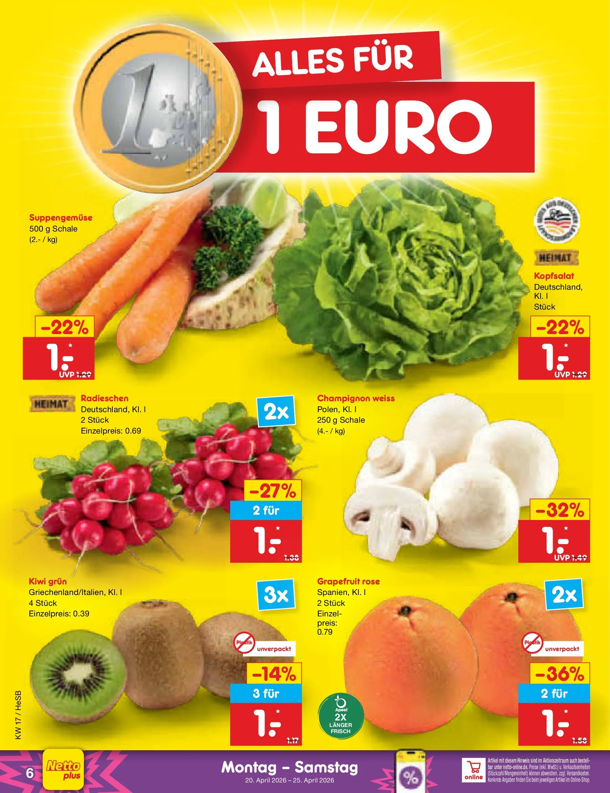 Netto Marken-Discount Prospekt Hamburg	 (ab 20.04.2026) » Angebote | Seite: 8 | Produkte: Grapefruit, Kiwi