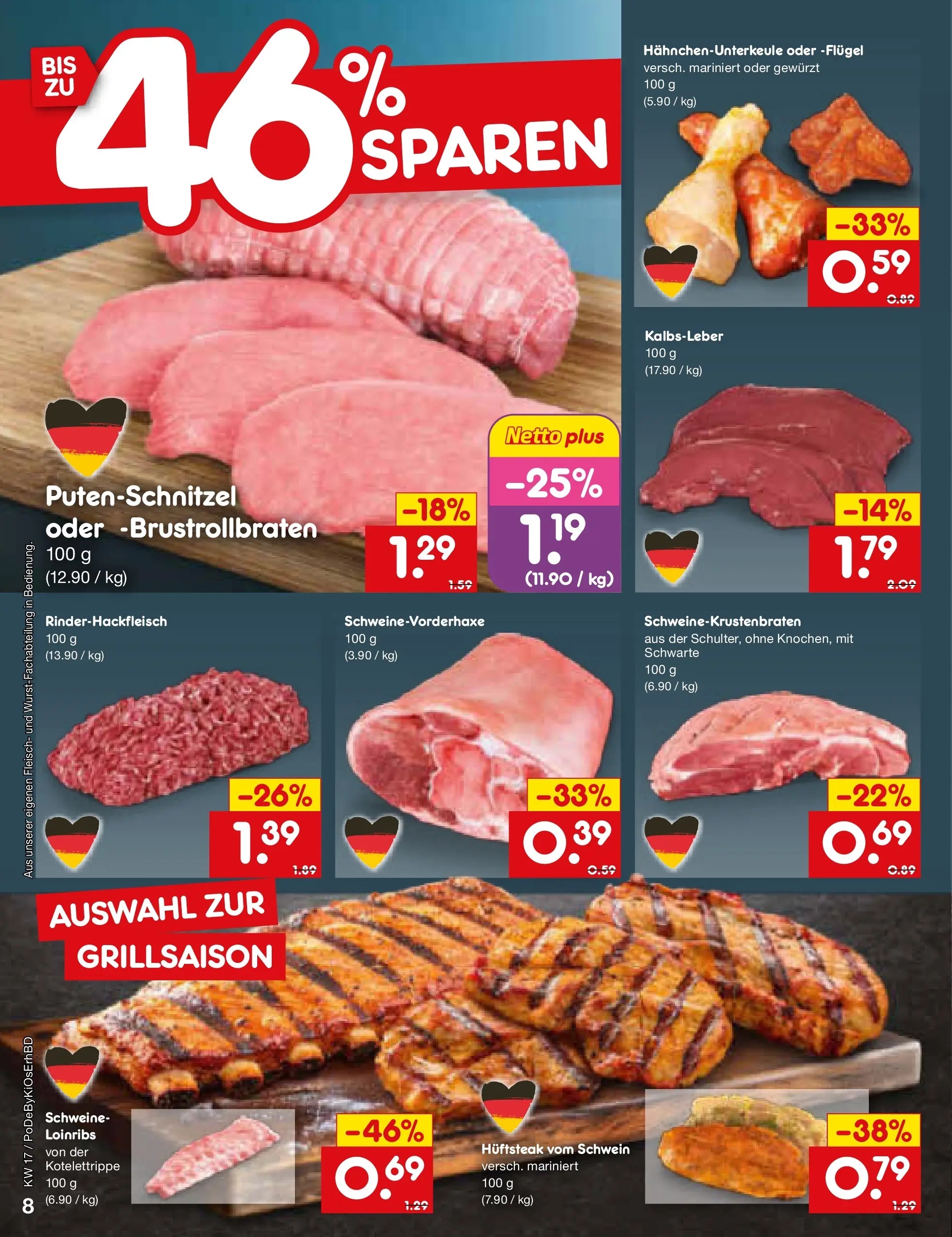Netto Marken-Discount Prospekt Ergolding	 (ab 20.04.2026) » Angebote | Seite: 10 | Produkte: Kalbsleber, Putenschnitzel, Fleisch