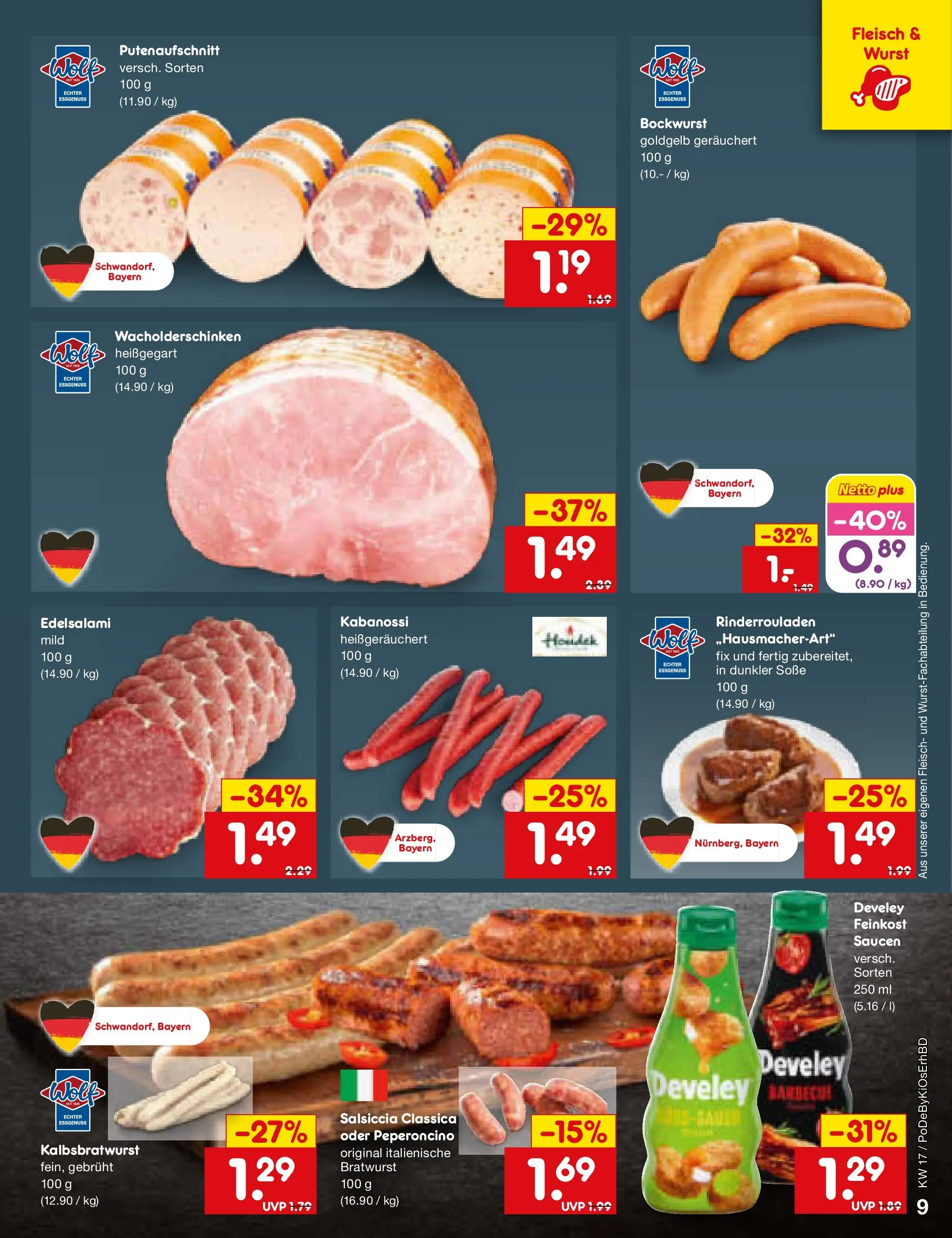 Netto Marken-Discount Prospekt Ergolding	 (ab 20.04.2026) » Angebote | Seite: 11 | Produkte: Rinderrouladen, Bratwurst, Wurst, Fleisch
