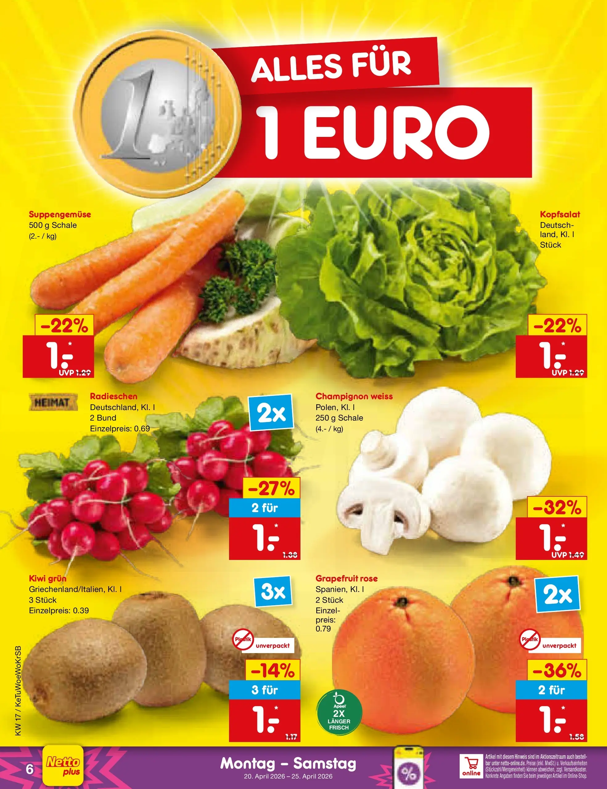 Netto Marken-Discount Prospekt Mannheim	 (ab 20.04.2026) » Angebote | Seite: 8 | Produkte: Grapefruit, Kiwi