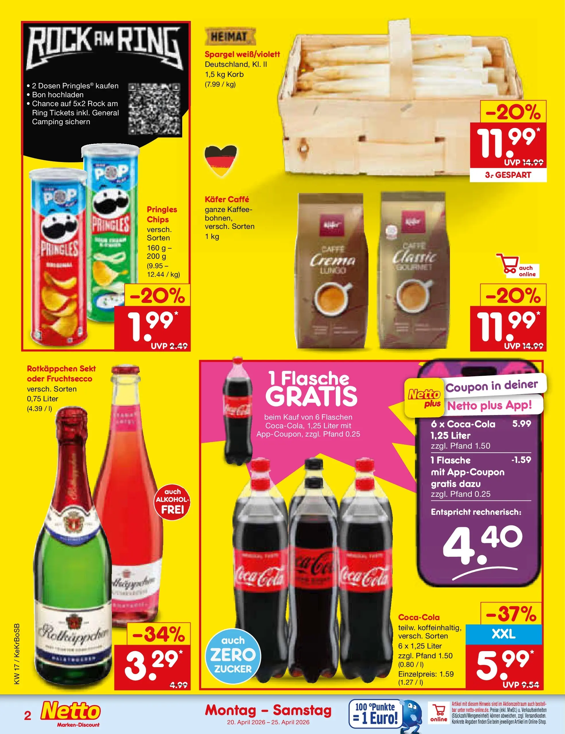 Netto Marken-Discount Prospekt Stadtlohn	 (ab 20.04.2026) » Angebote | Seite: 2 | Produkte: Spargel, Fruchtsecco, Pringles, Chips
