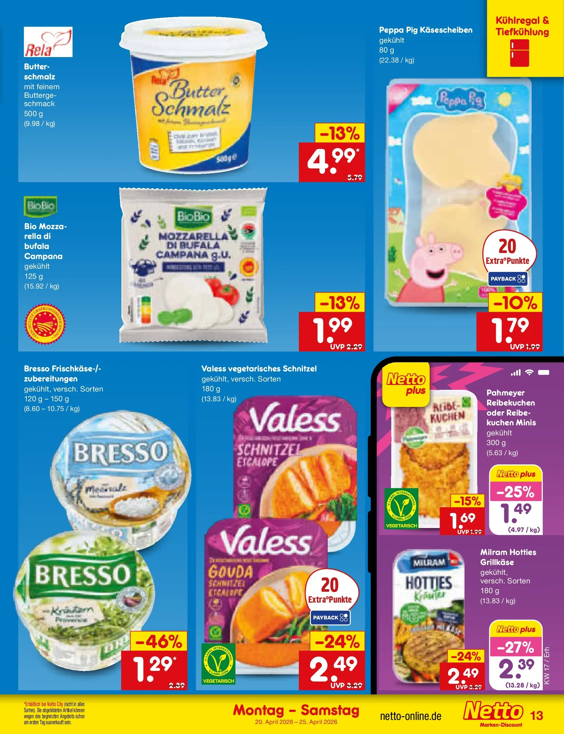 Netto Marken-Discount Prospekt Metten	 (ab 20.04.2026) » Angebote | Seite: 15 | Produkte: Mozzarella, Schnitzel, Bresso, Milram